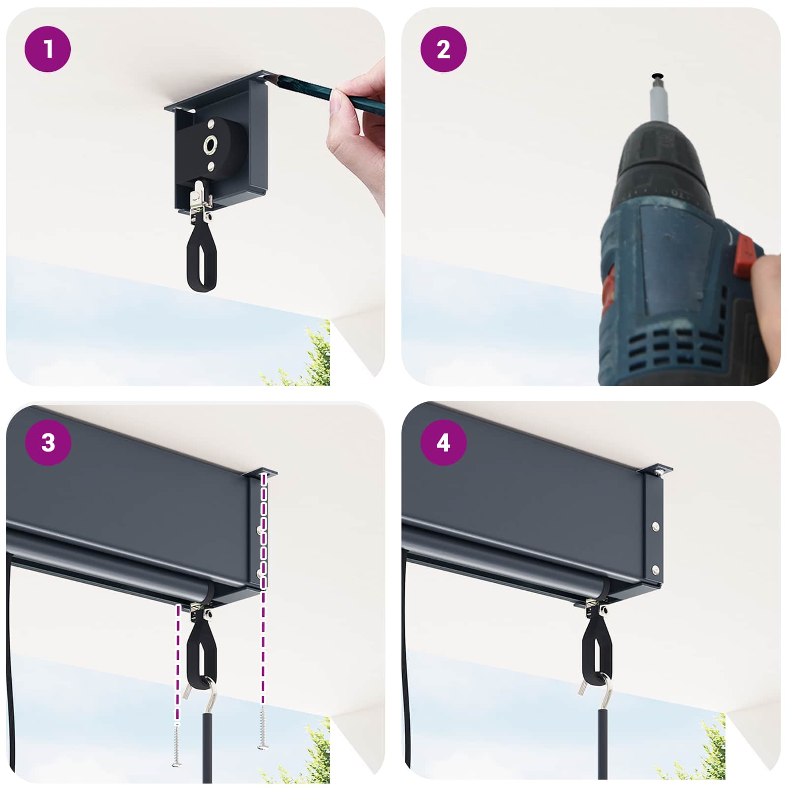 Rolo zavjesa Crna 180 x 250 cm Tkanina i aluminij