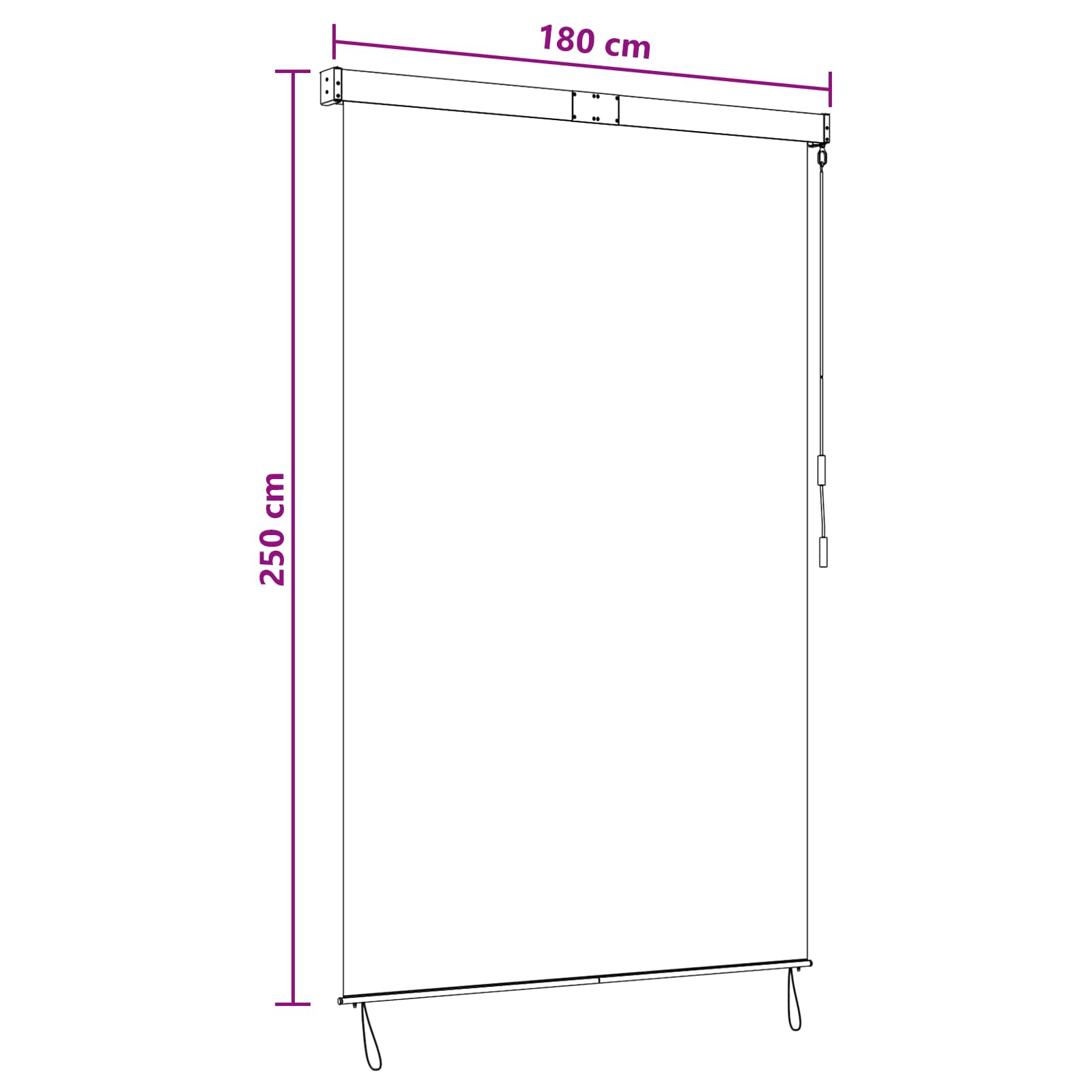 Rolo zavjesa Crna 180 x 250 cm Tkanina i aluminij