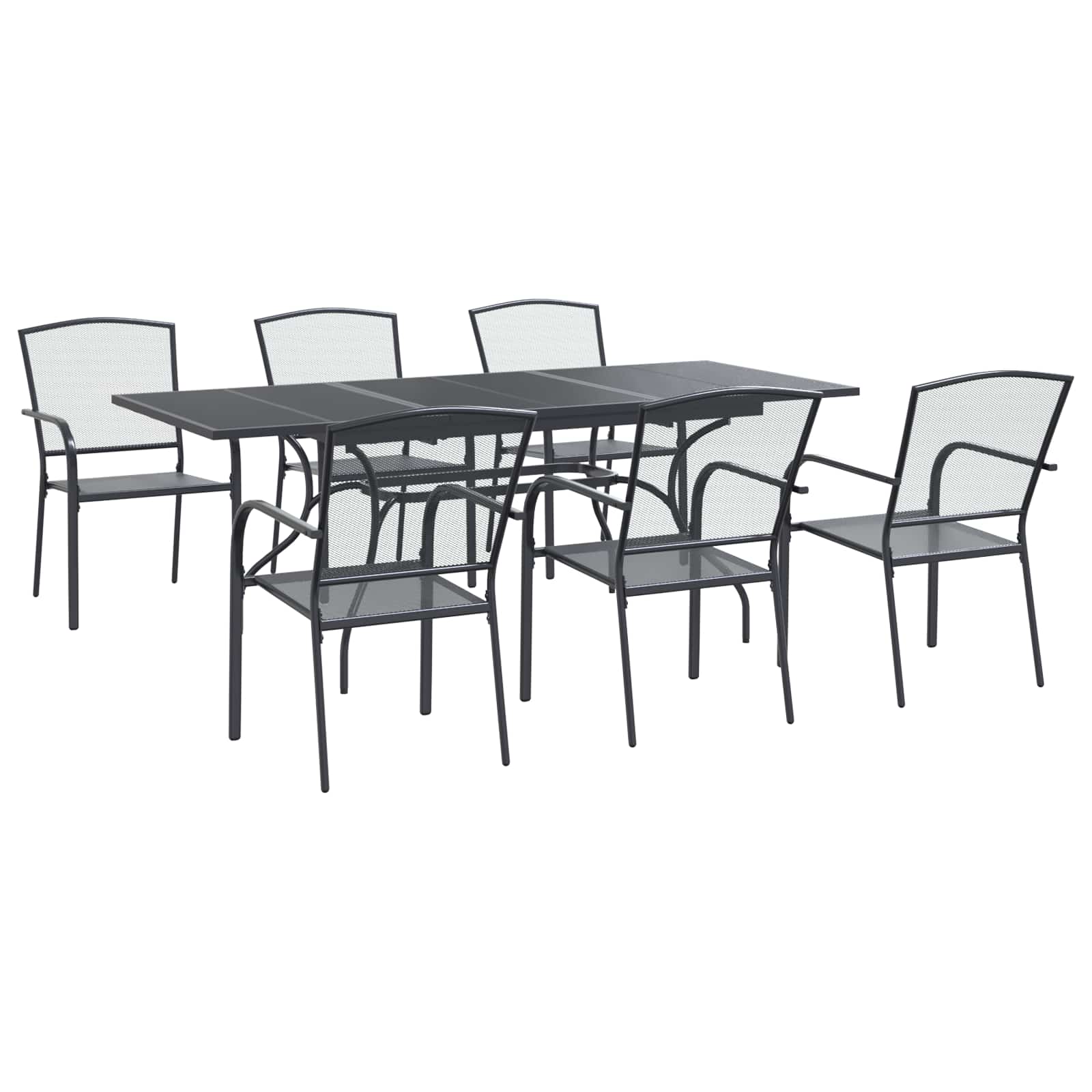Vrtni set za objed 7 pcs Antracit 212 x 90 x 76 cm