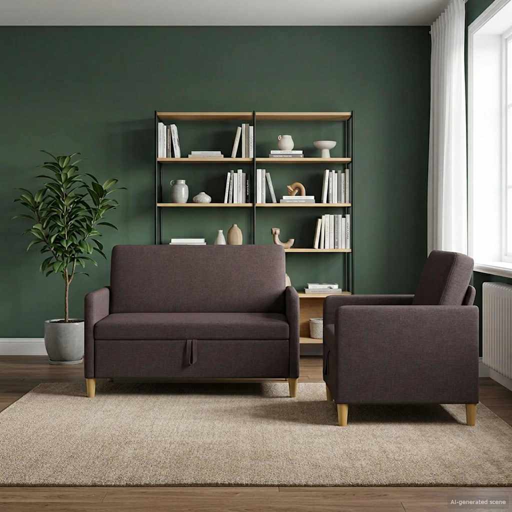 Set sofe s pohranom 2 pcs Tamno smeđa Poliester