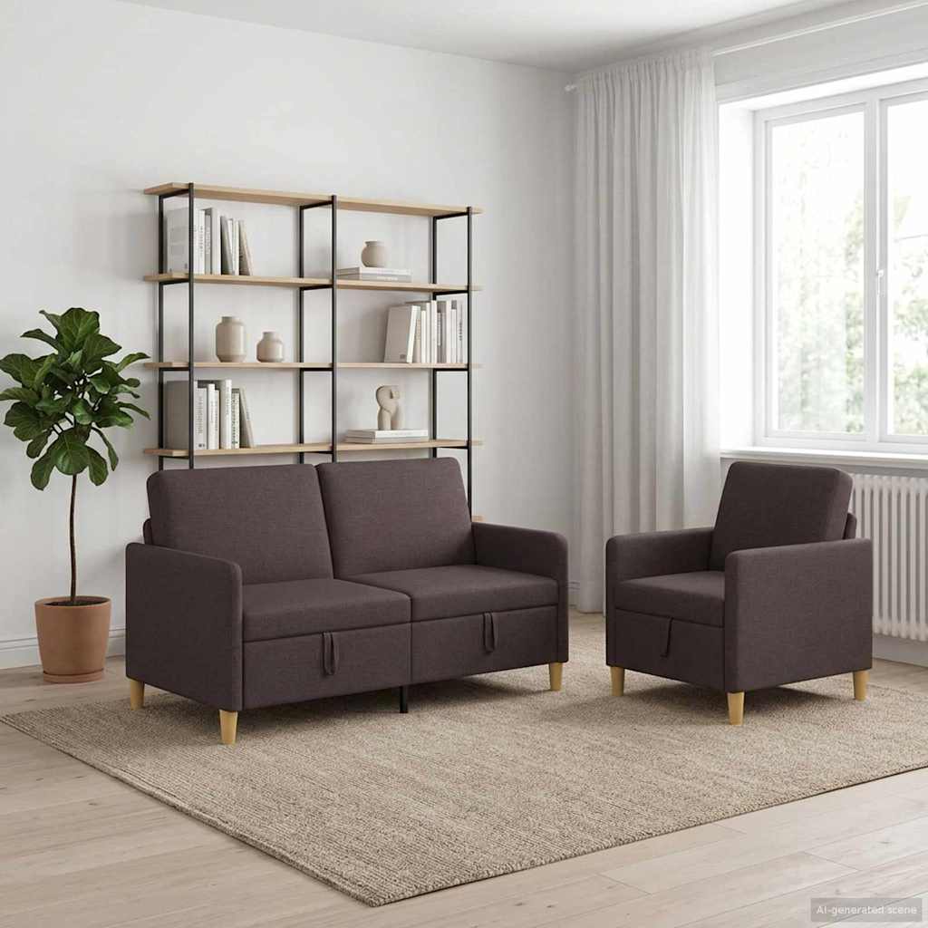 Set sofe s pohranom 2 pcs Tamno smeđa Poliester