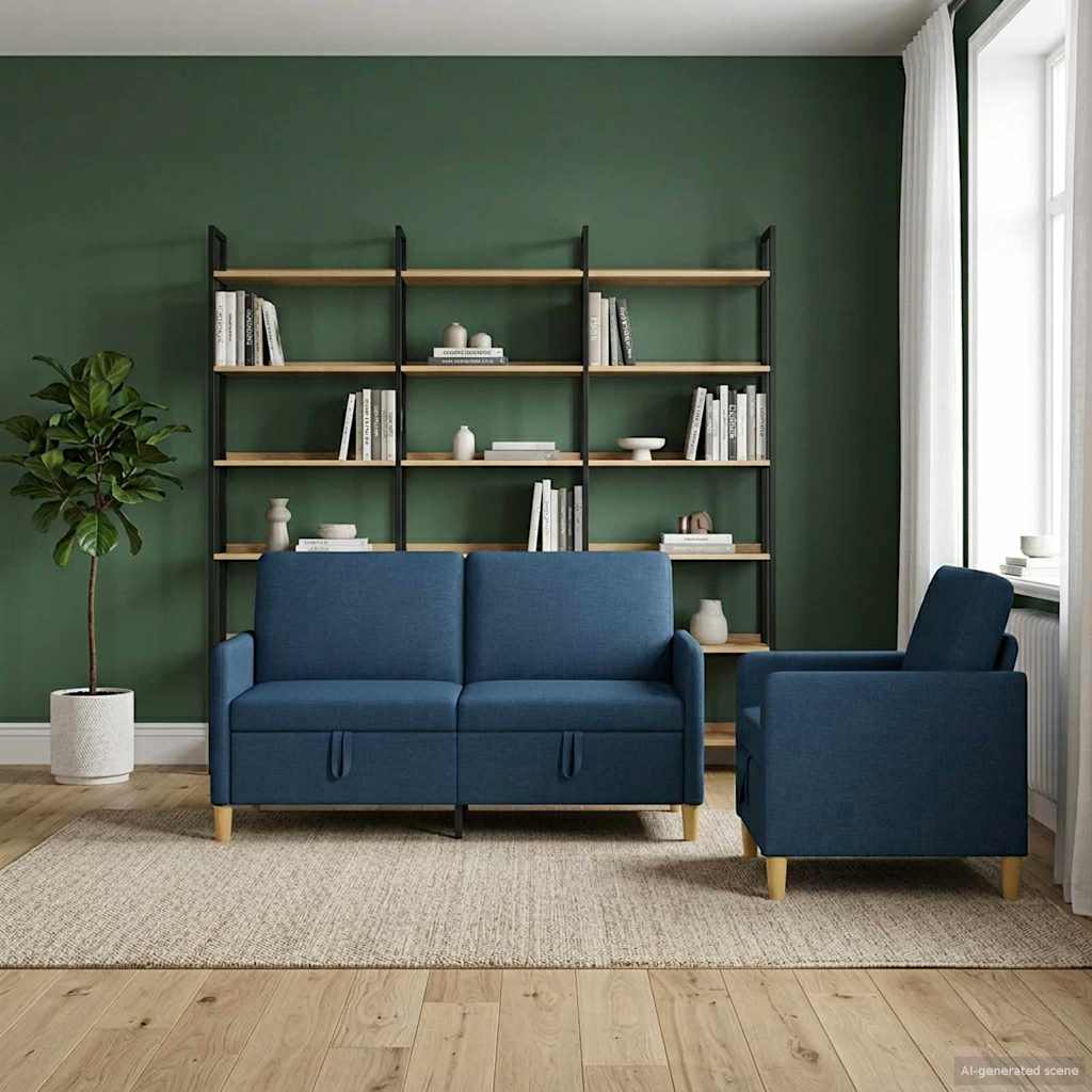 Set sofe s pohranom 2 pcs Plava Poliester