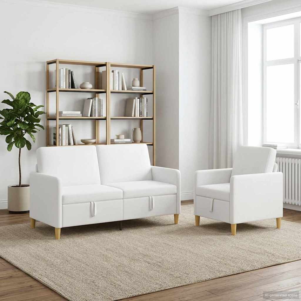 Set sofe s pohranom 2 pcs Bijela Poliester