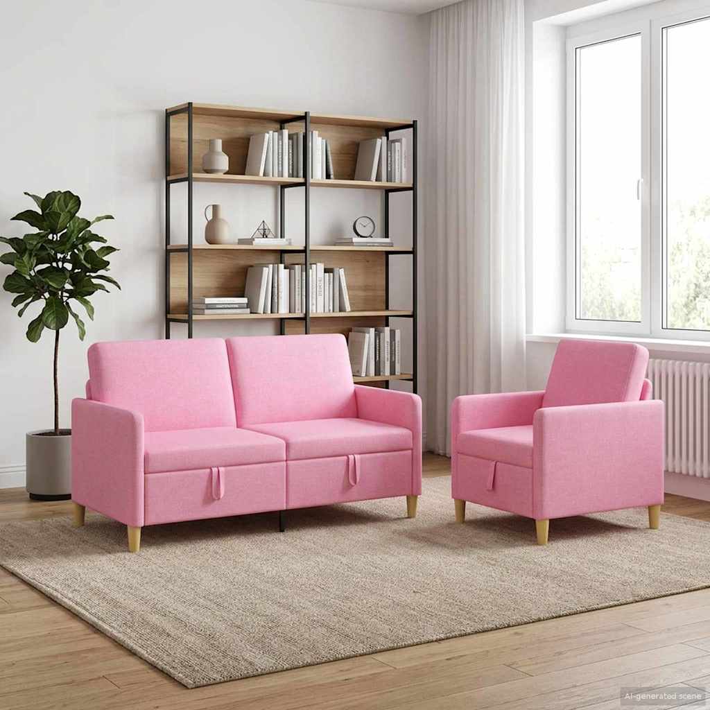 Set sofe s pohranom 2 pcs Ružičasta Poliester
