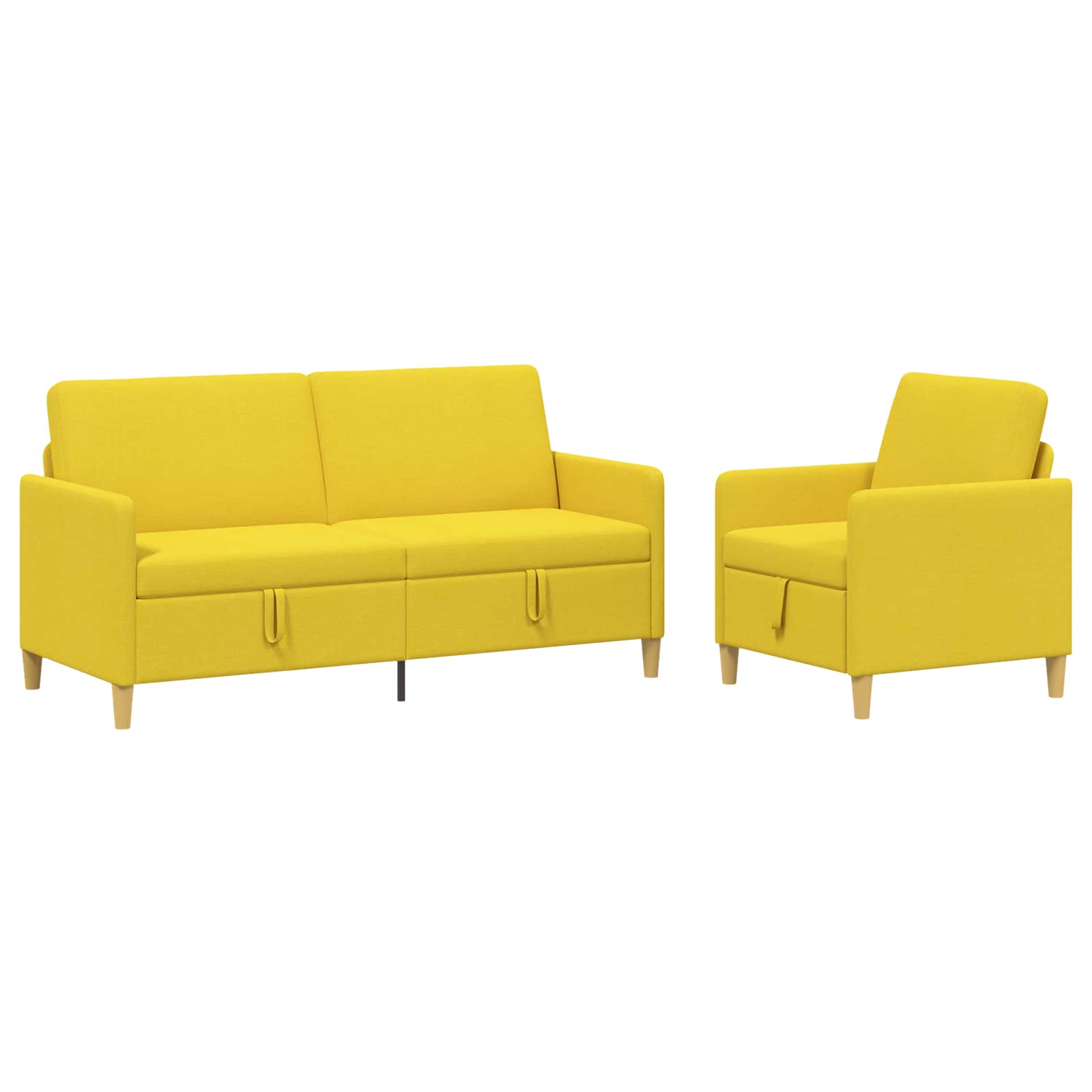 Set sofe s pohranom 2 pcs Svijetlo žuta Poliester
