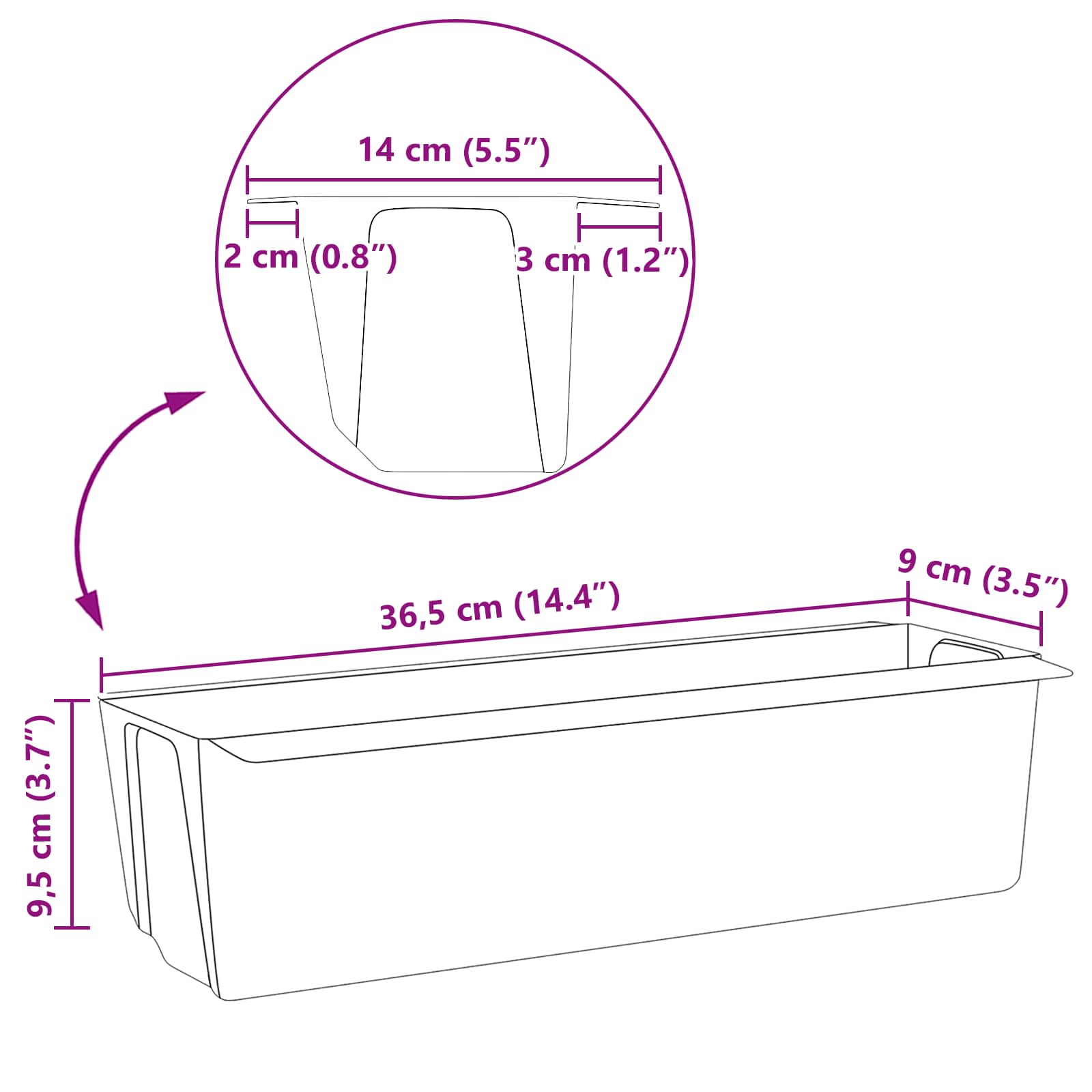 Kutije za cvijeće za Euro palete 24 pcs Crna 36 x 13,5 x 9,5 cm