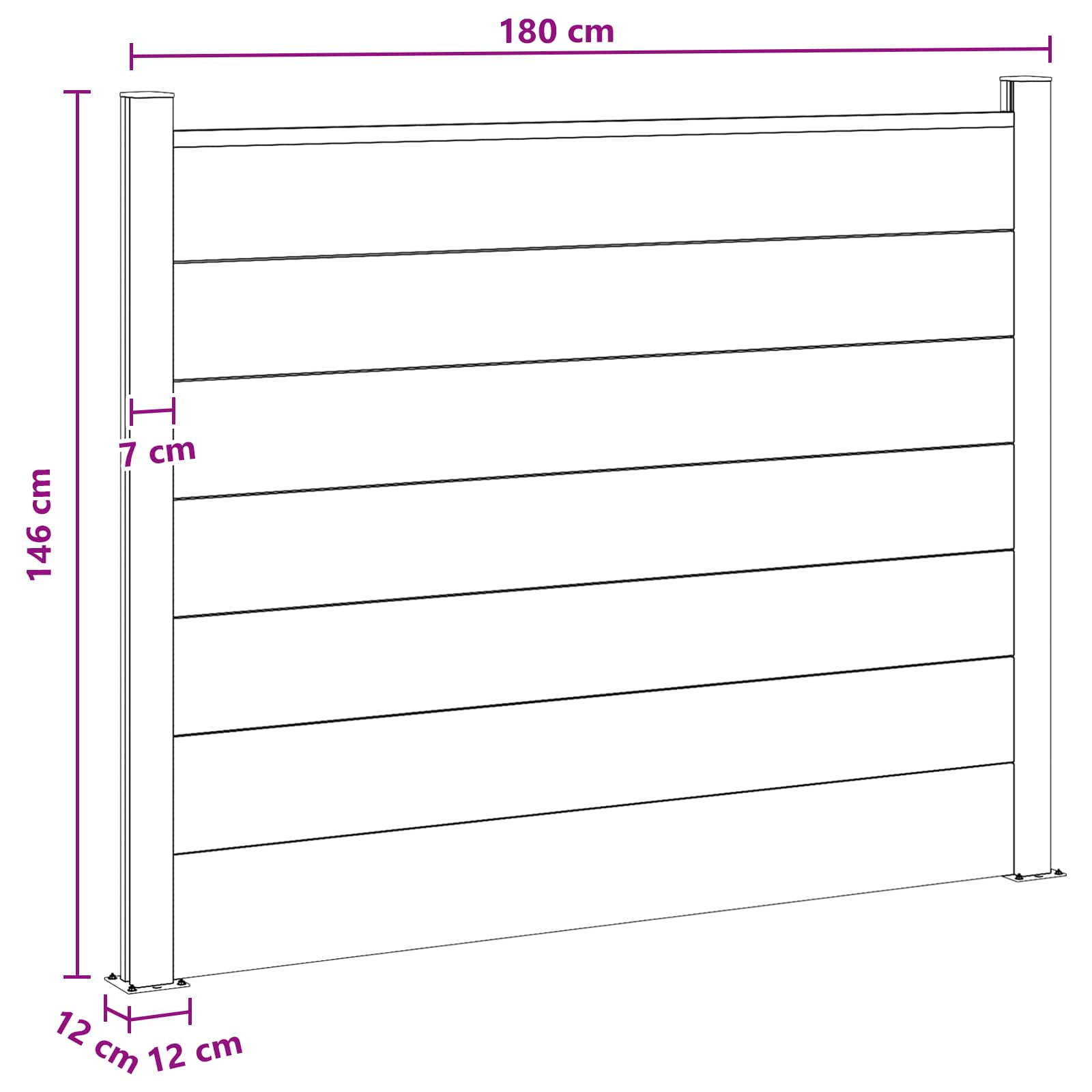 Panel ograde WPC i aluminij Crna