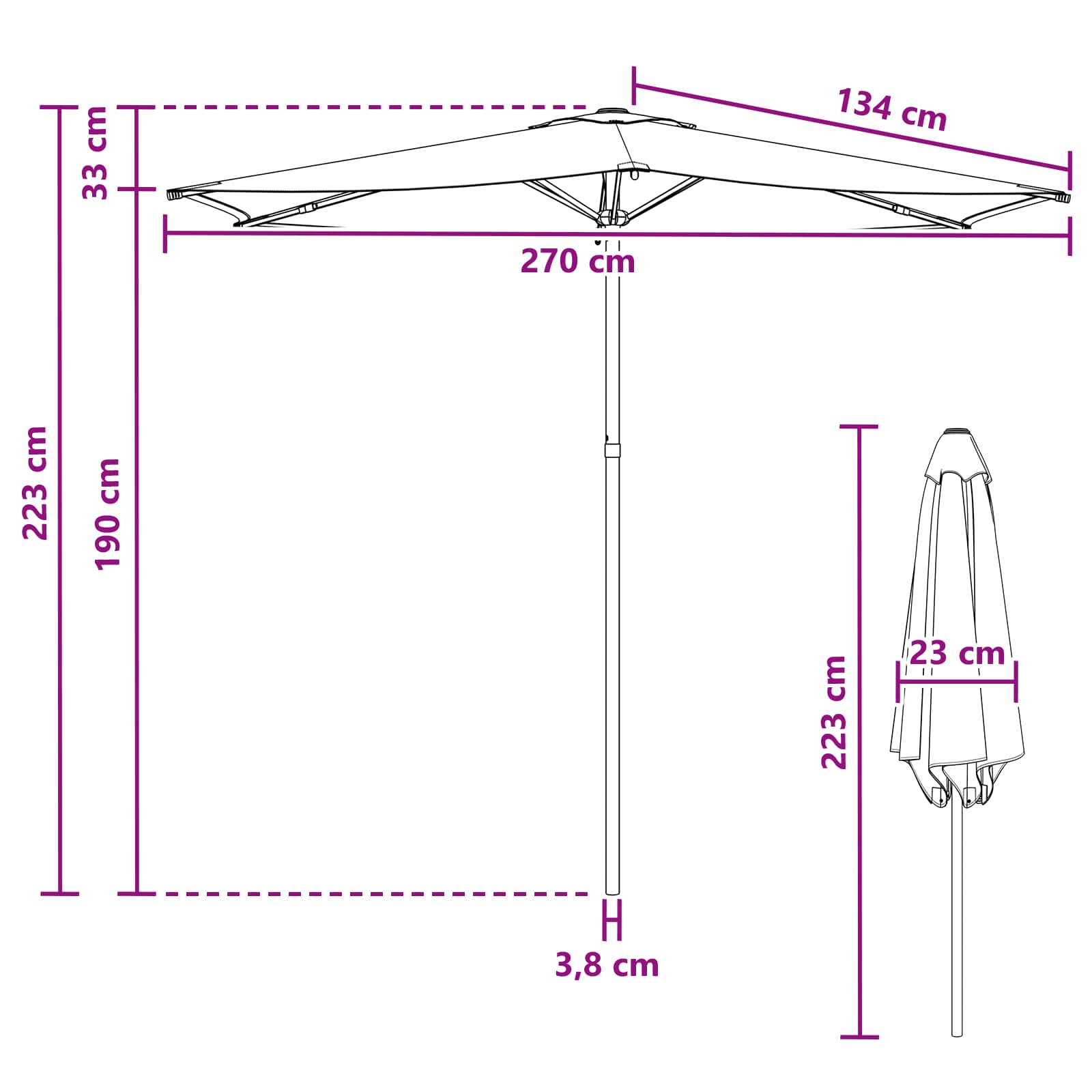 Vrtni suncobran 270 x 270 cm Poliester Pravokutni Krem