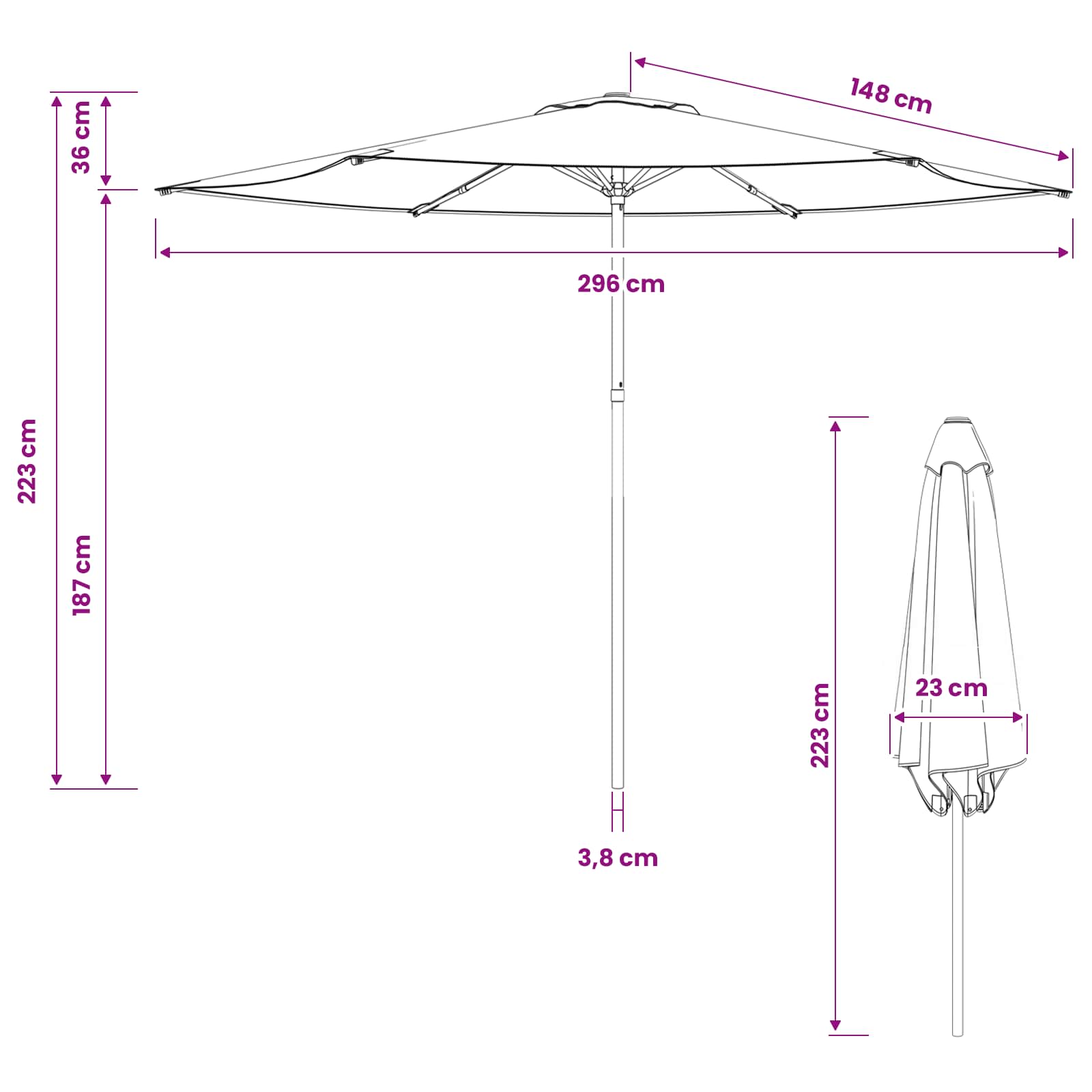 Vrtni suncobran 300 x 300 cm Poliester Pravokutni Sivosmeđa