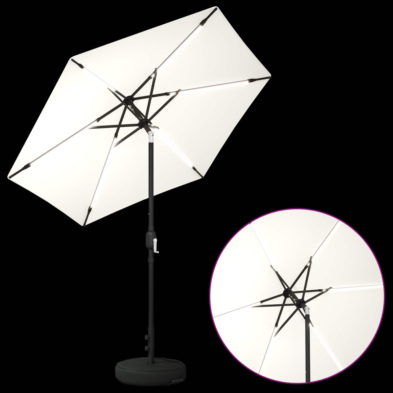 Suncobran za vrt s LED svjetlima i postoljem 230 x 230 cm