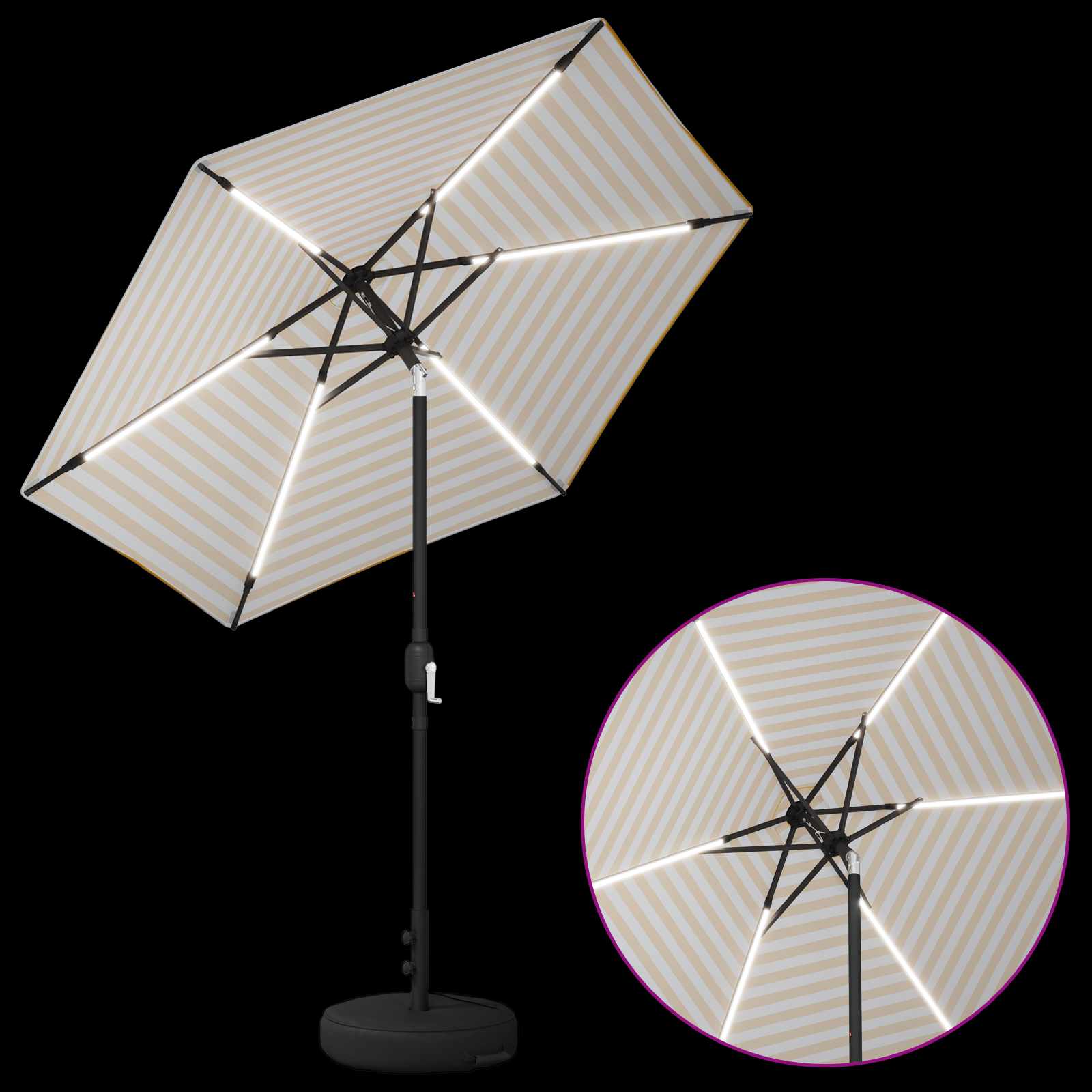 Suncobran za vrt s LED svjetlima i postoljem 230 x 230 cm