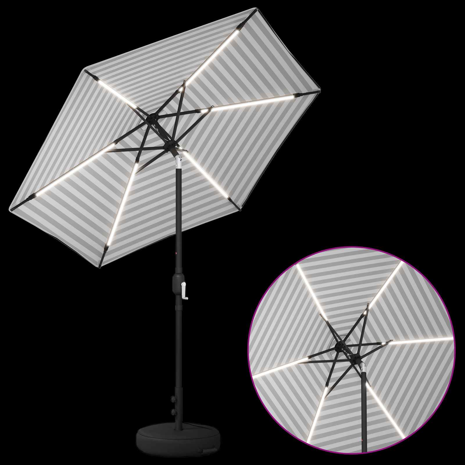 Suncobran za vrt s LED svjetlima i postoljem 230 x 230 cm