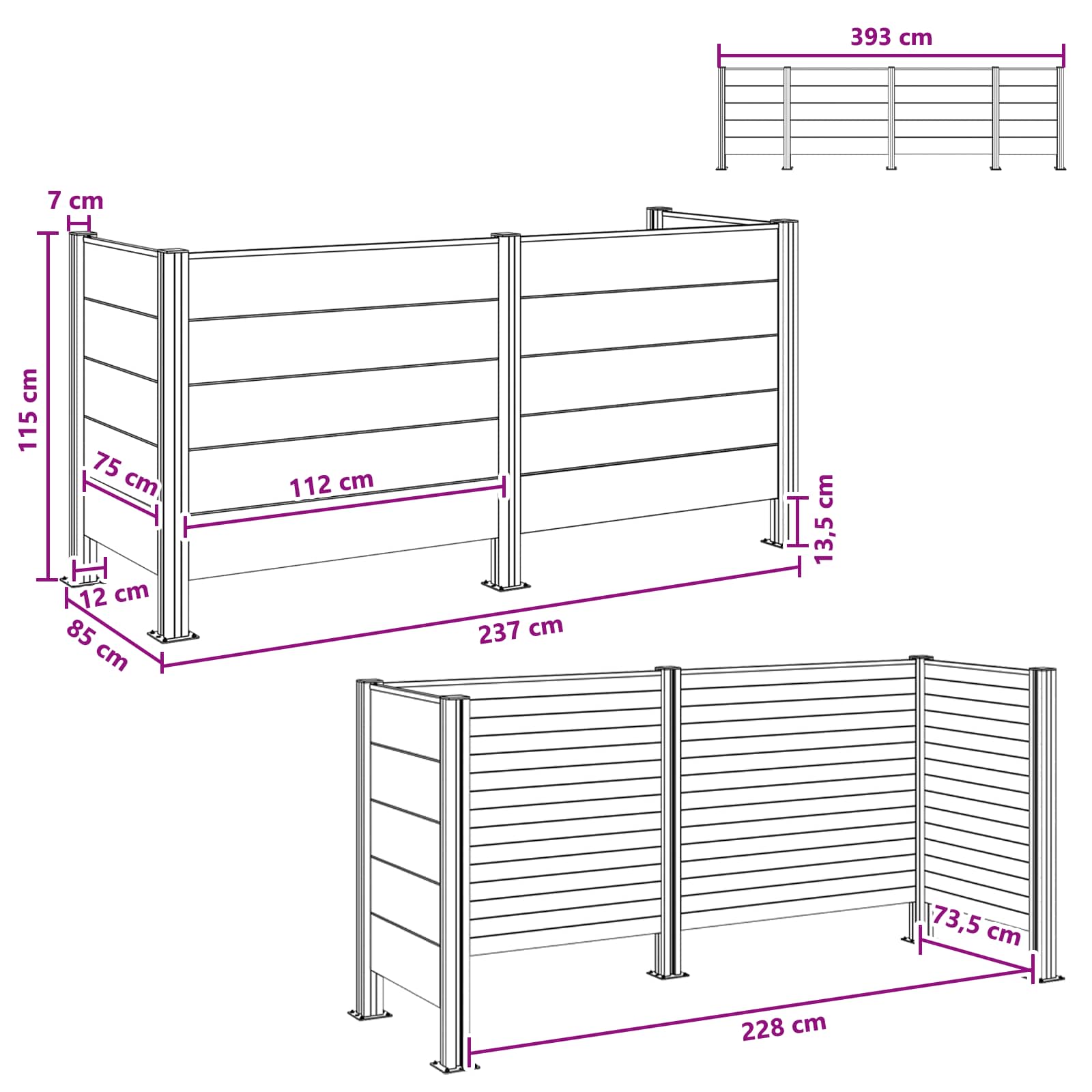 Ograda za kante za smeće Smeđa 237 x 85 x 115 cm Aluminij i WPC