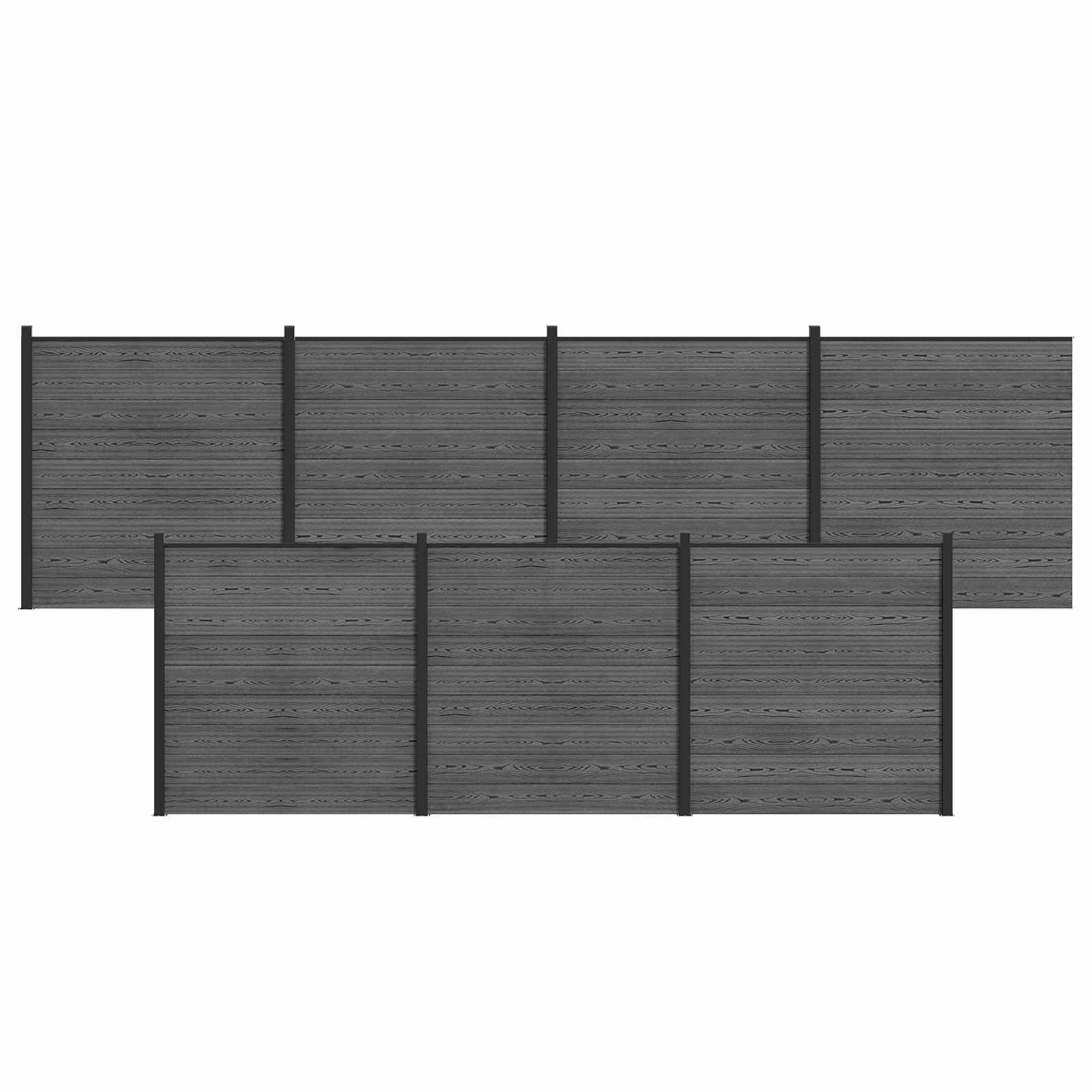 Panel ograde 7 pcs WPC i aluminij Siva