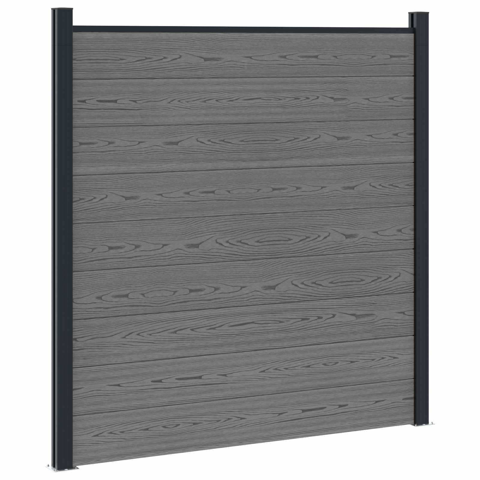 Panel ograde 7 pcs WPC i aluminij Siva