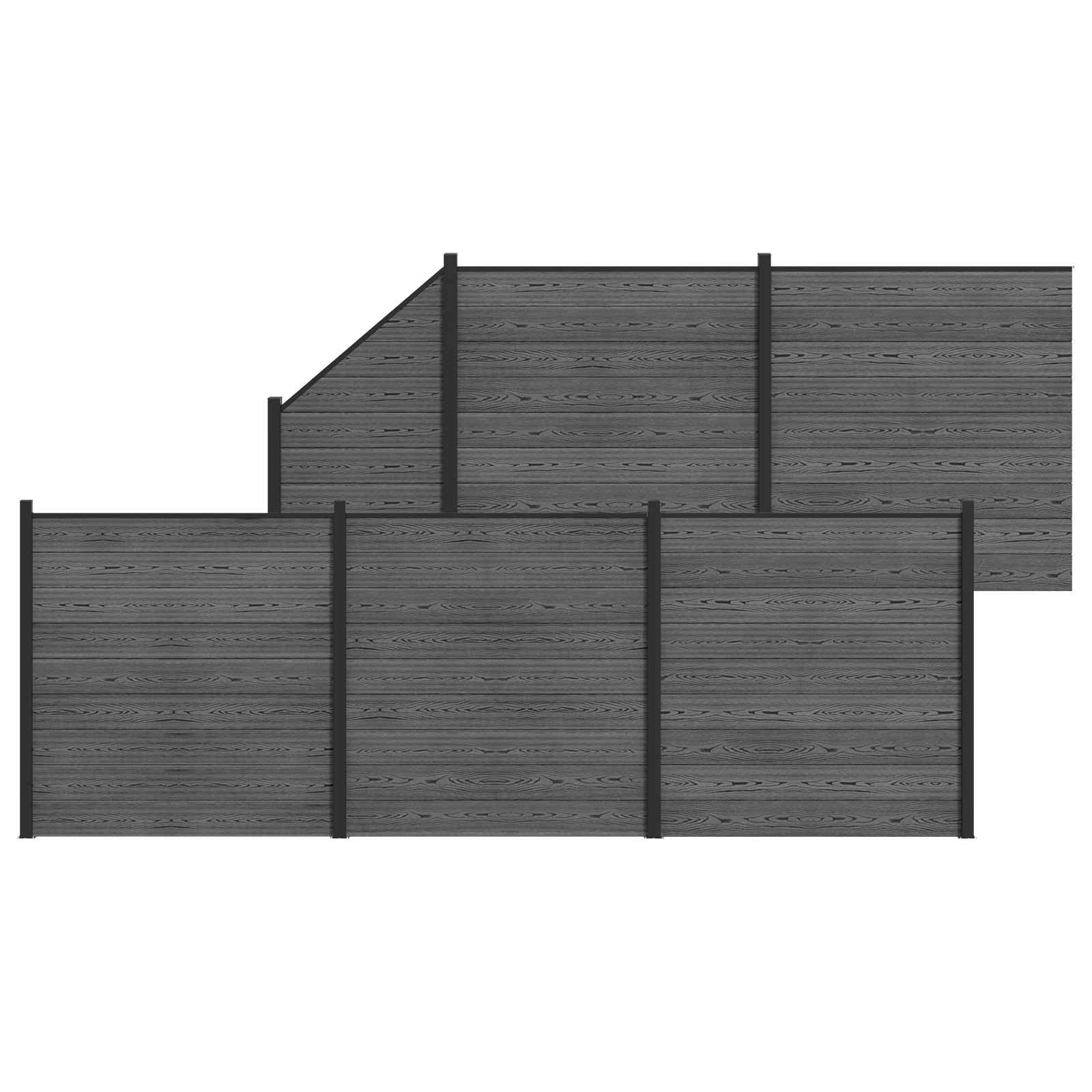 Panel ograde 6 pcs WPC i aluminij Siva