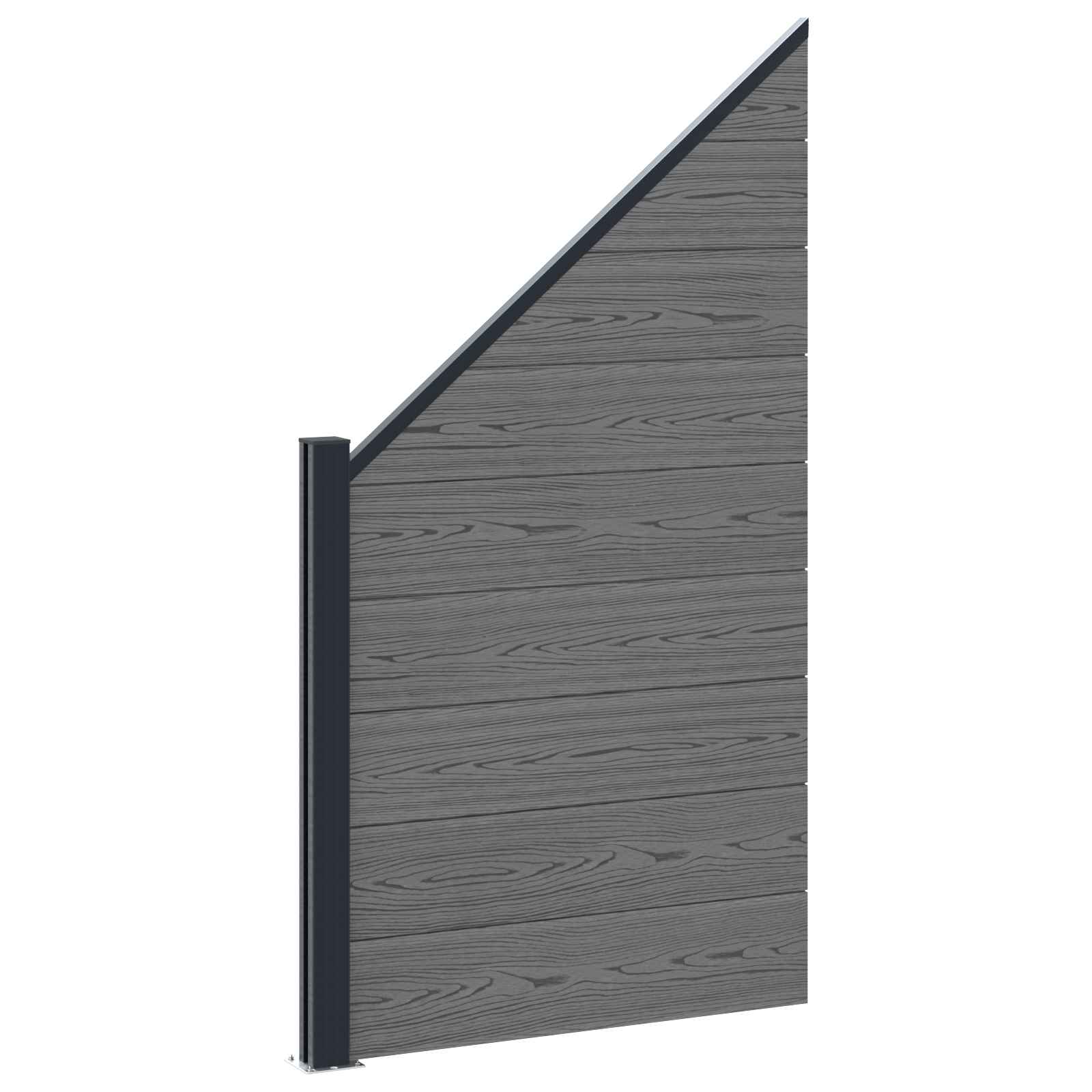 Panel ograde 9 pcs WPC i aluminij Siva