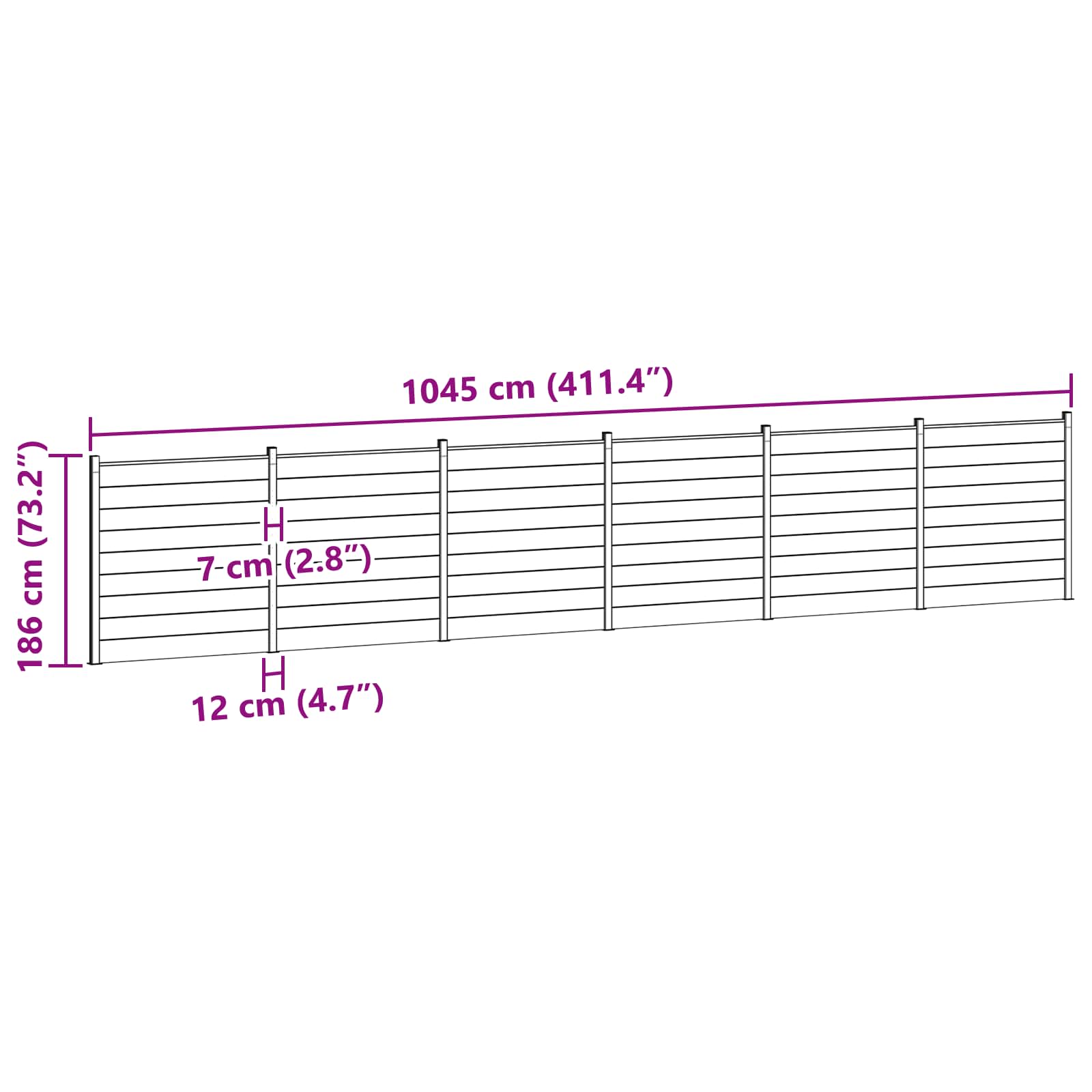 Panel ograde 6 pcs WPC i aluminij Crna