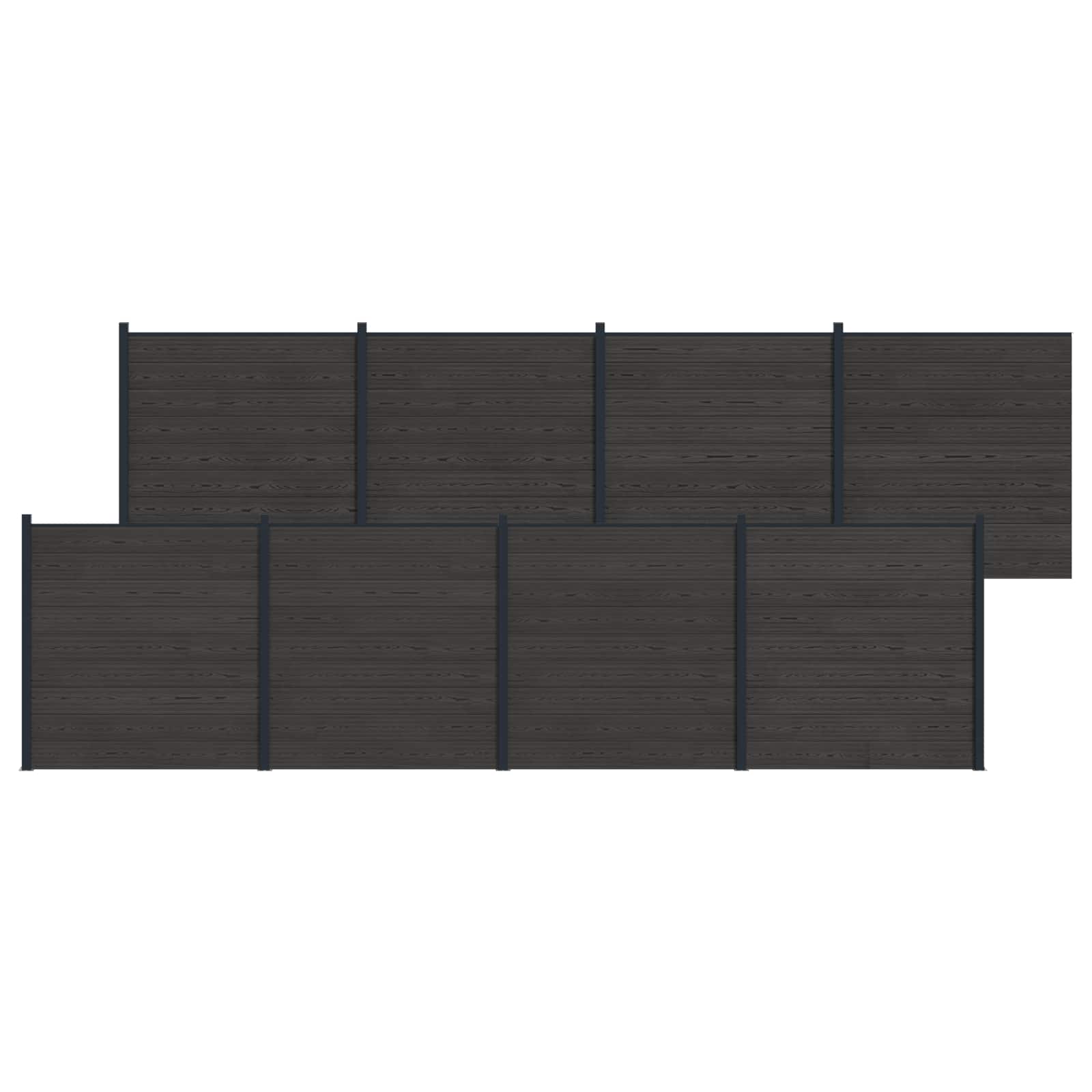 Panel ograde 8 pcs WPC i aluminij Crna