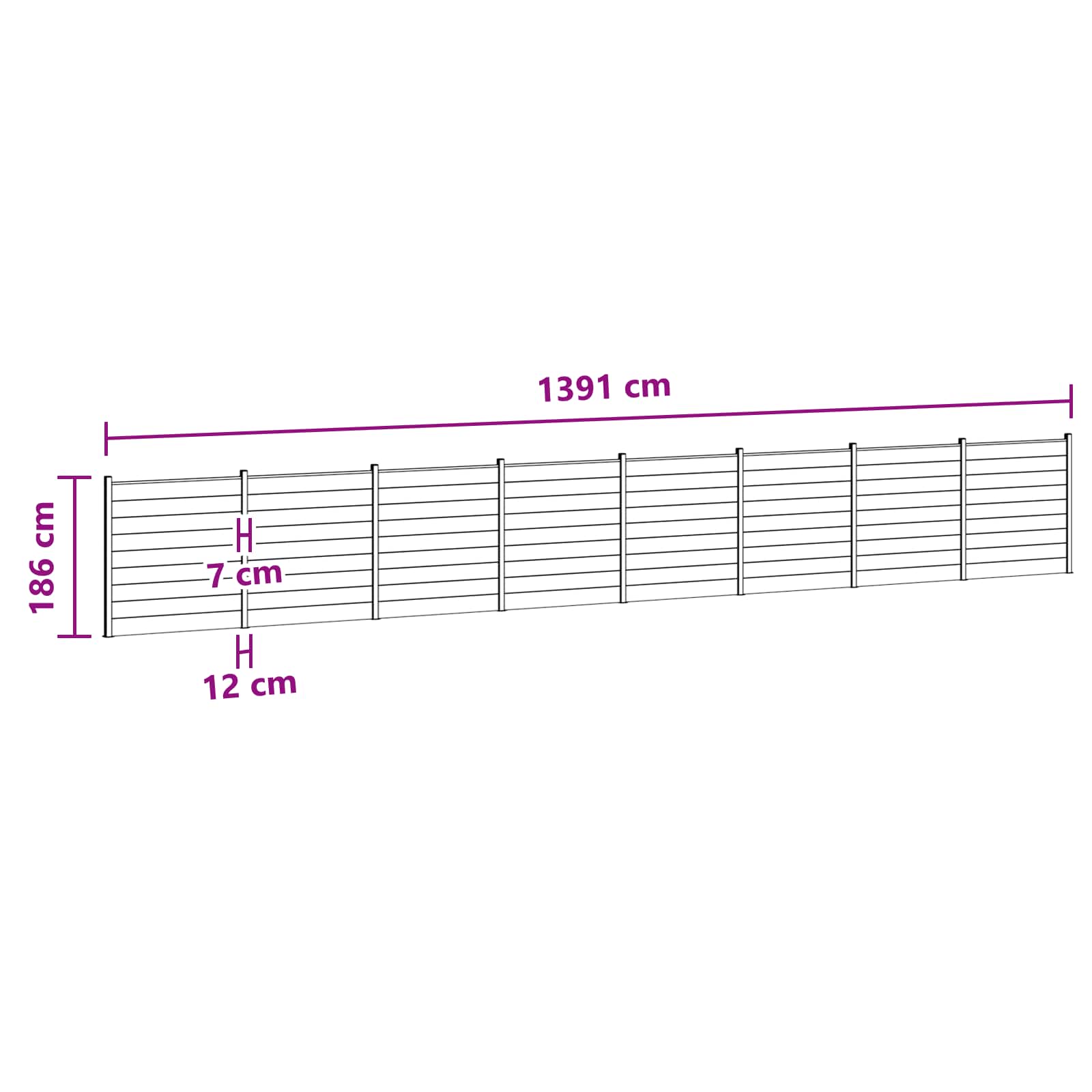 Panel ograde 8 pcs WPC i aluminij Crna