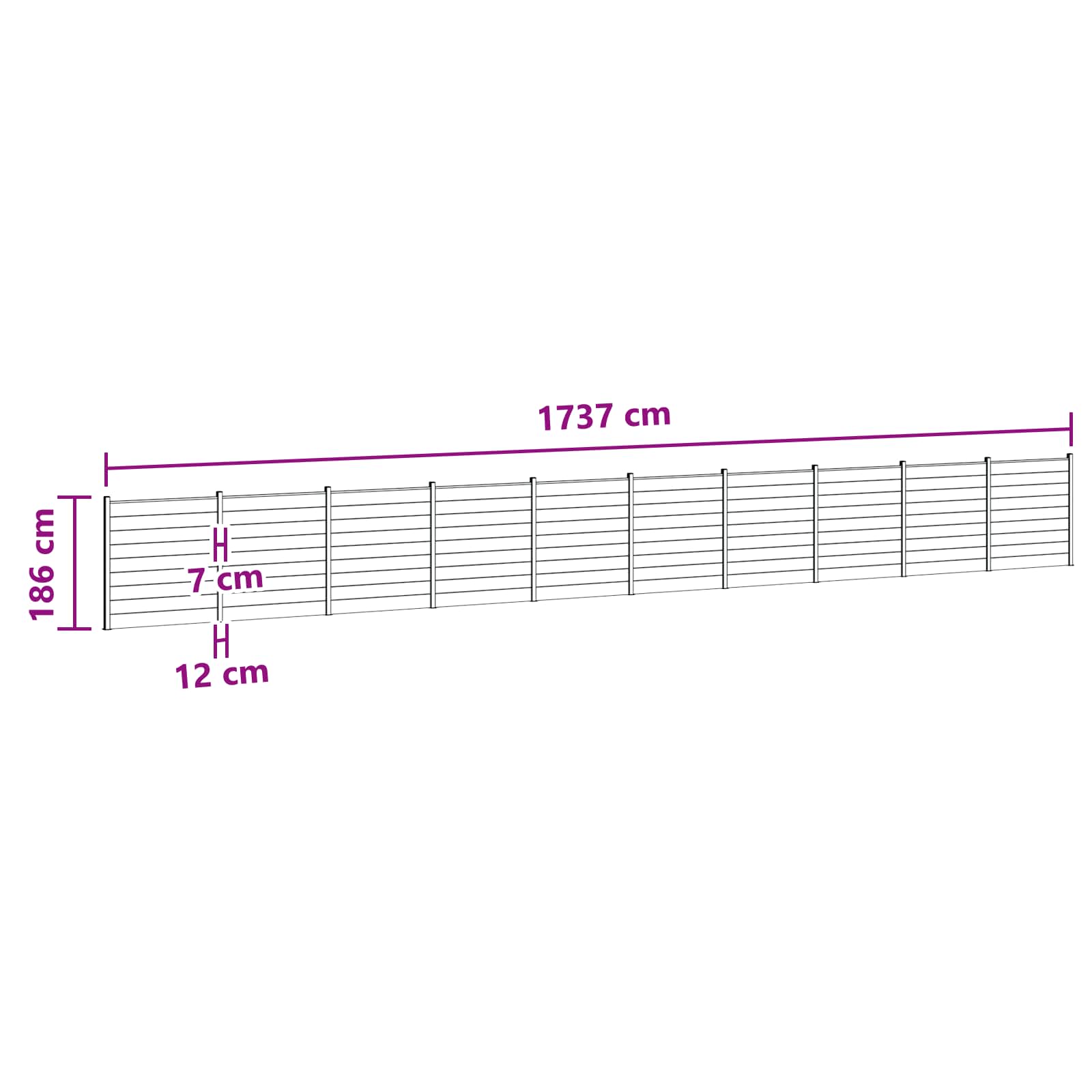 Panel ograde 10 pcs WPC i aluminij Crna