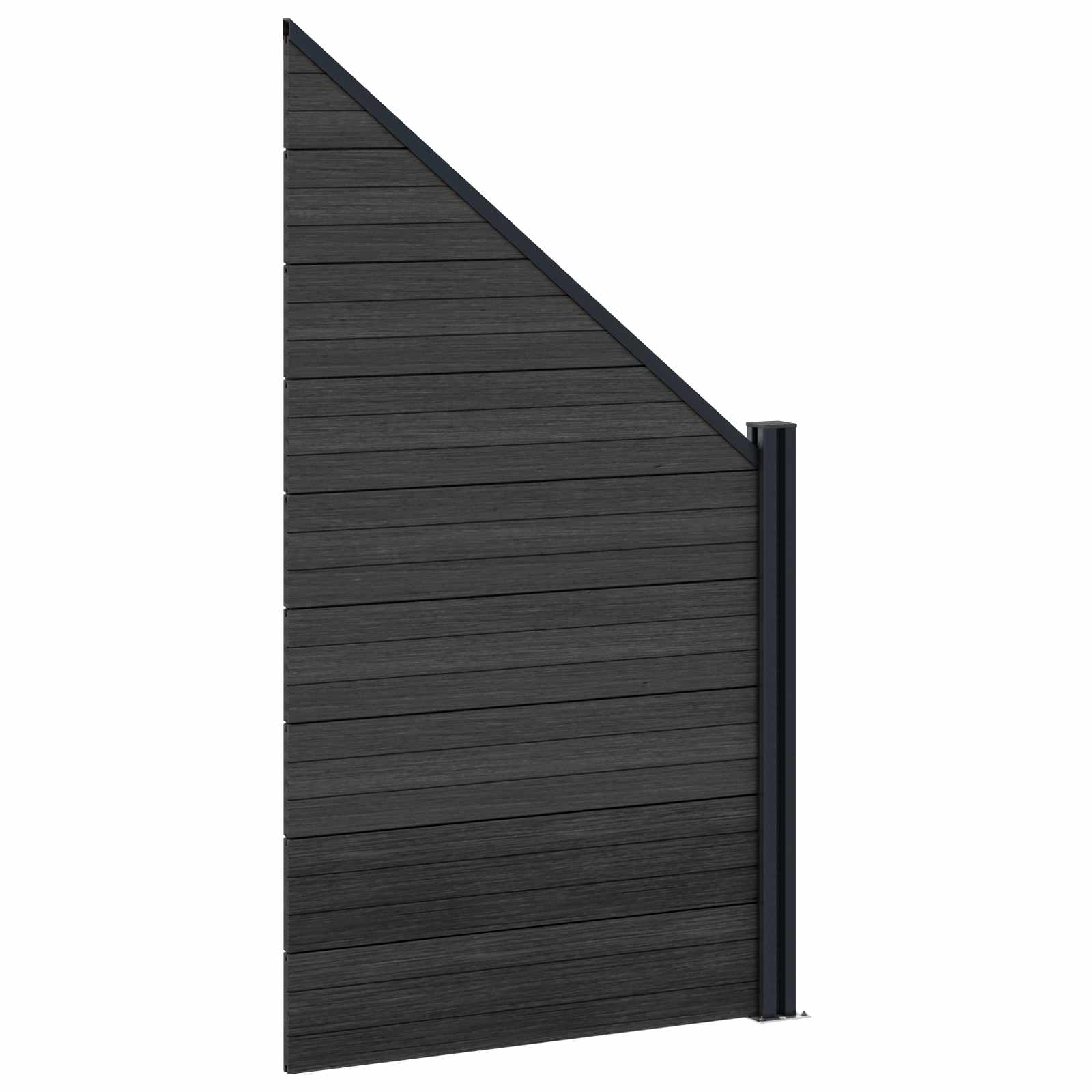 Panel ograde 3 pcs WPC i aluminij Crna