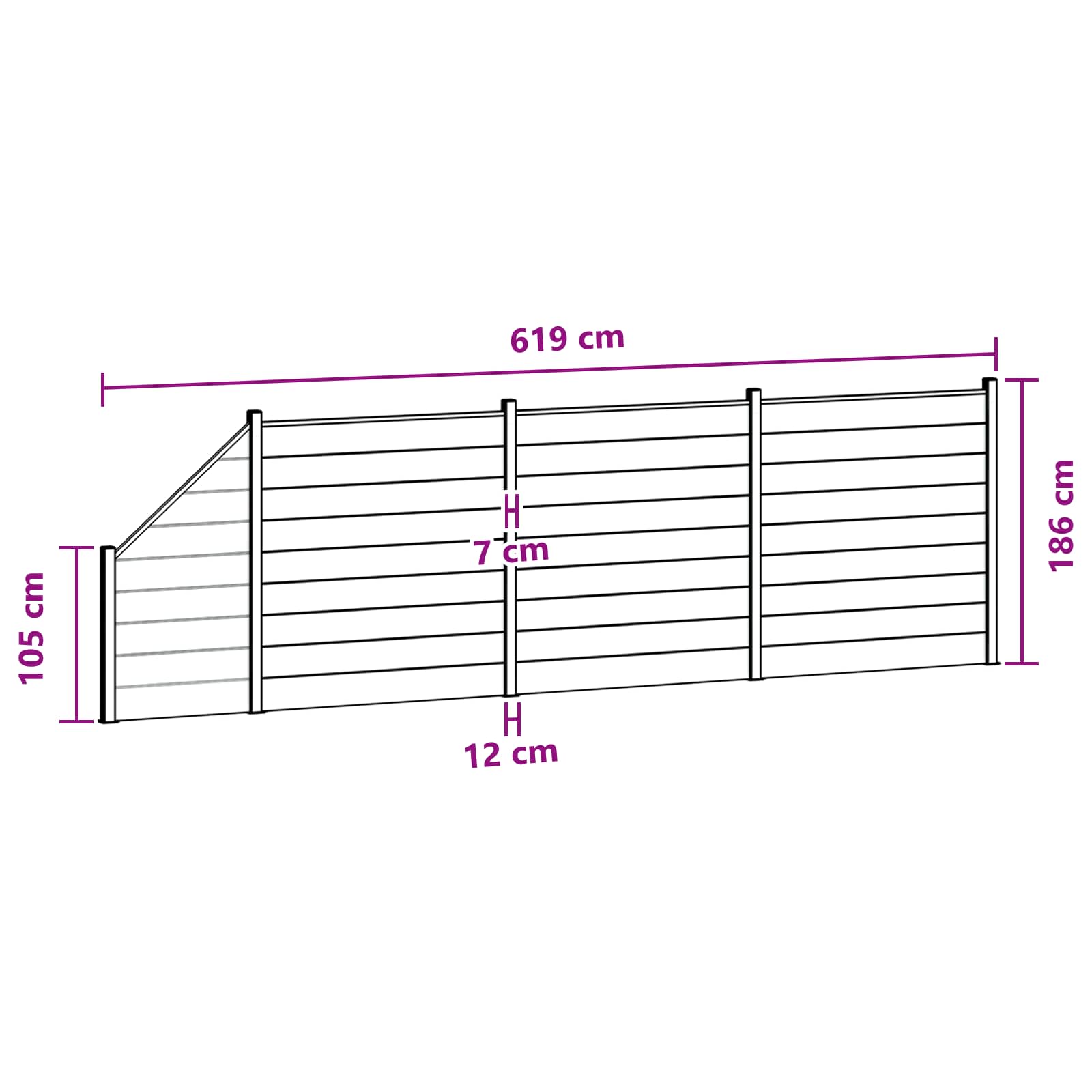 Panel ograde 4 pcs WPC i aluminij Crna