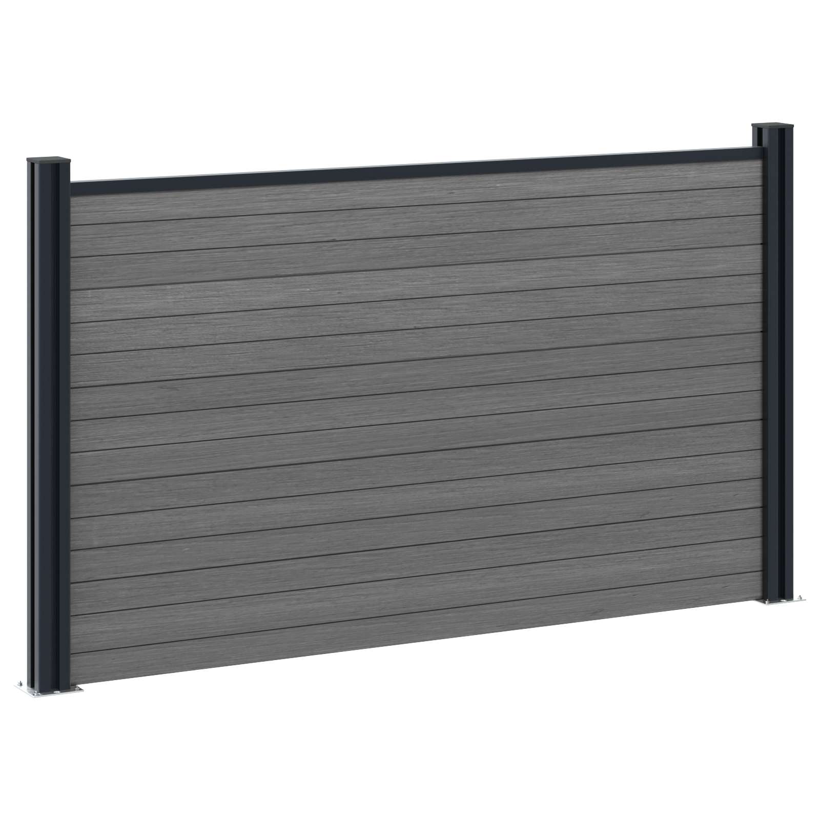 Panel ograde 2 pcs WPC i aluminij Siva