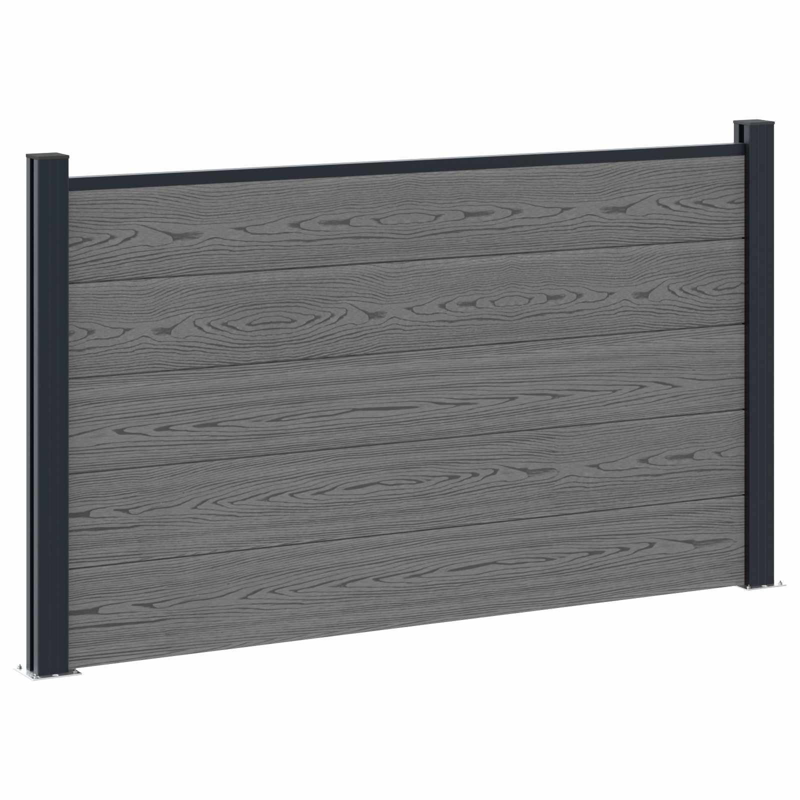 Panel ograde 3 pcs WPC i aluminij Siva