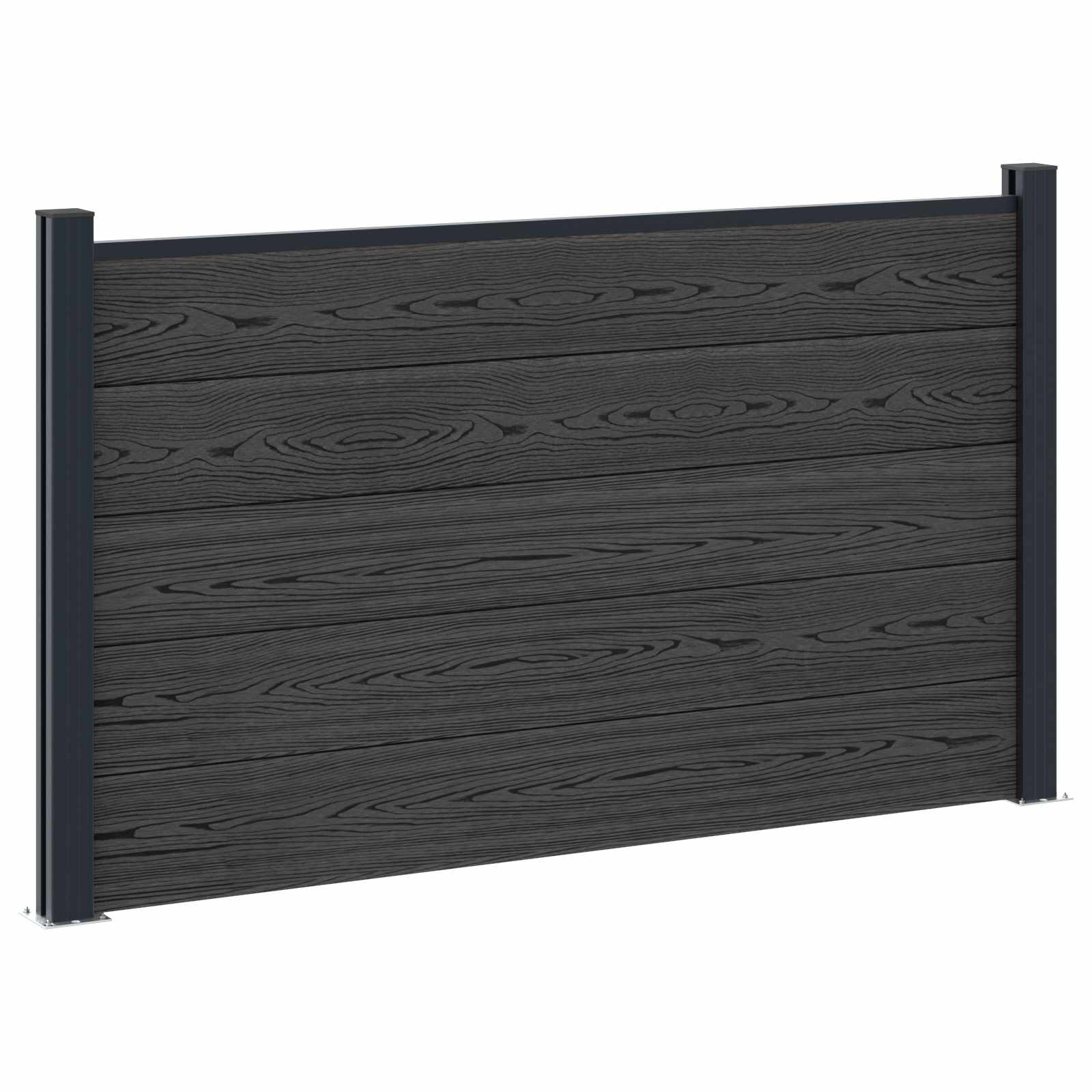 Panel ograde 2 pcs WPC i aluminij Crna