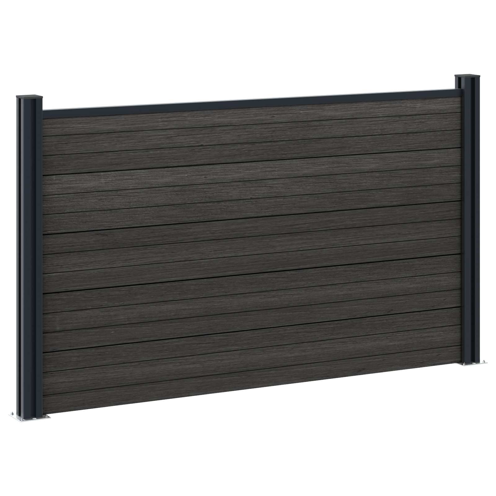 Panel ograde 5 pcs WPC i aluminij Crna