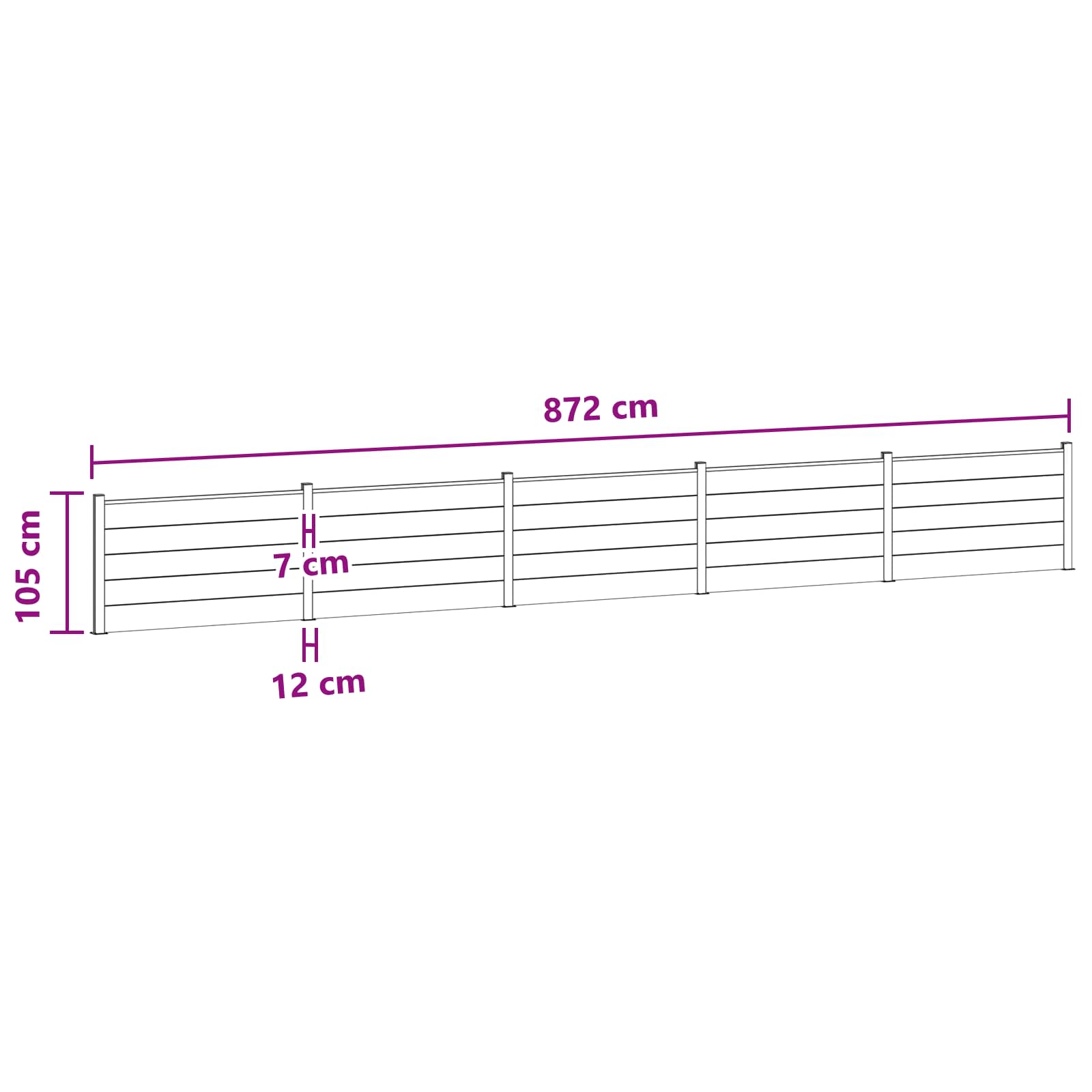 Panel ograde 5 pcs WPC i aluminij Crna