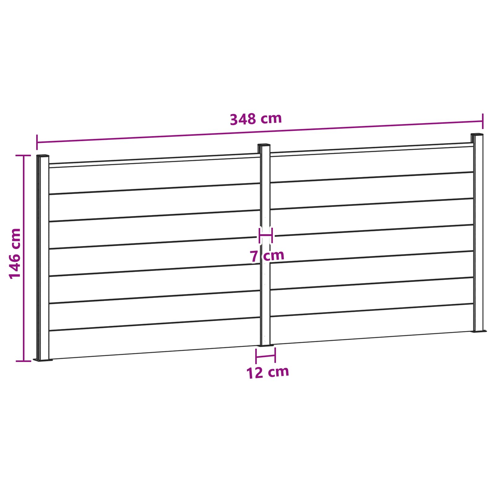 Panel ograde 2 pcs WPC i aluminij Siva