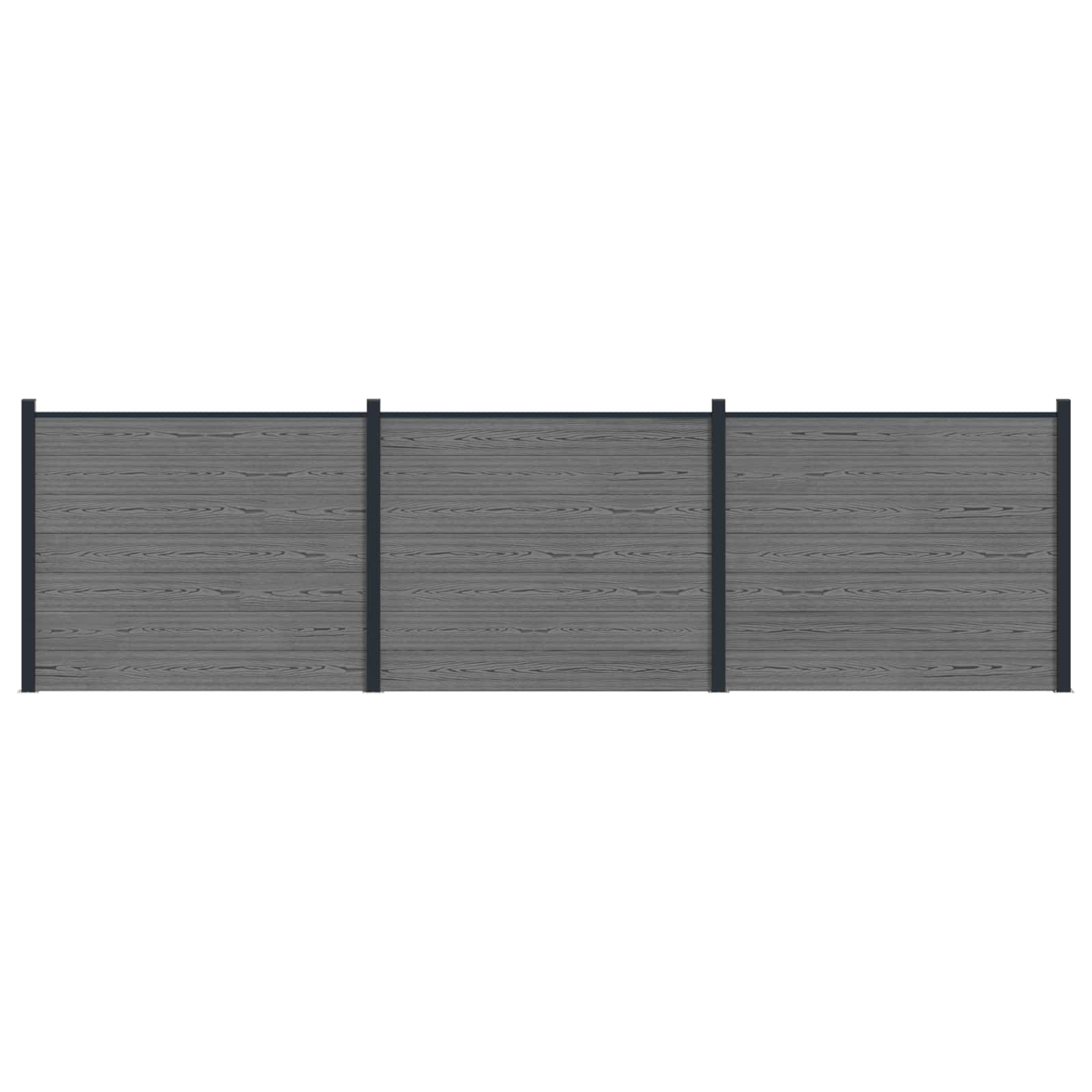 Panel ograde 3 pcs WPC i aluminij Siva