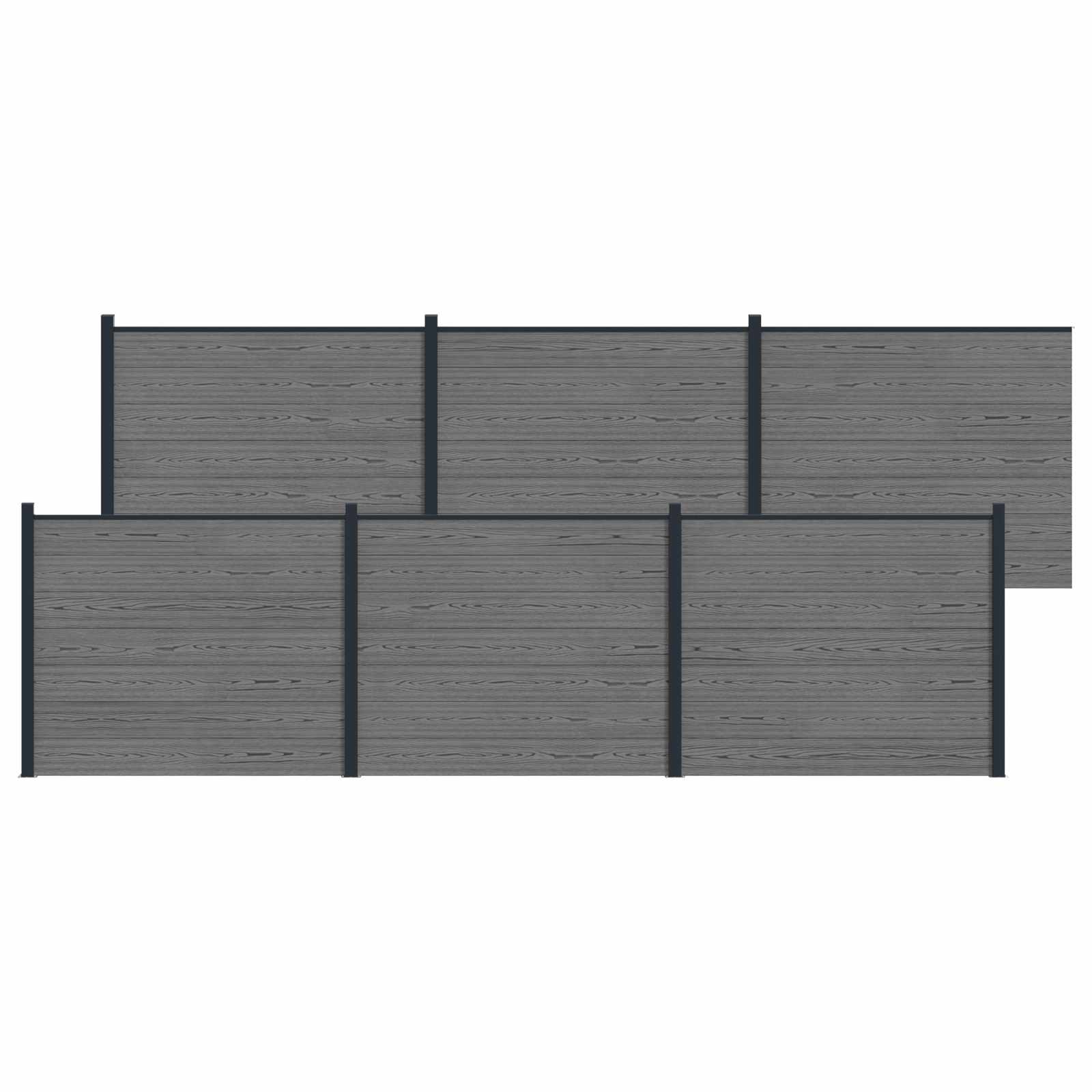 Panel ograde 6 pcs WPC i aluminij Siva