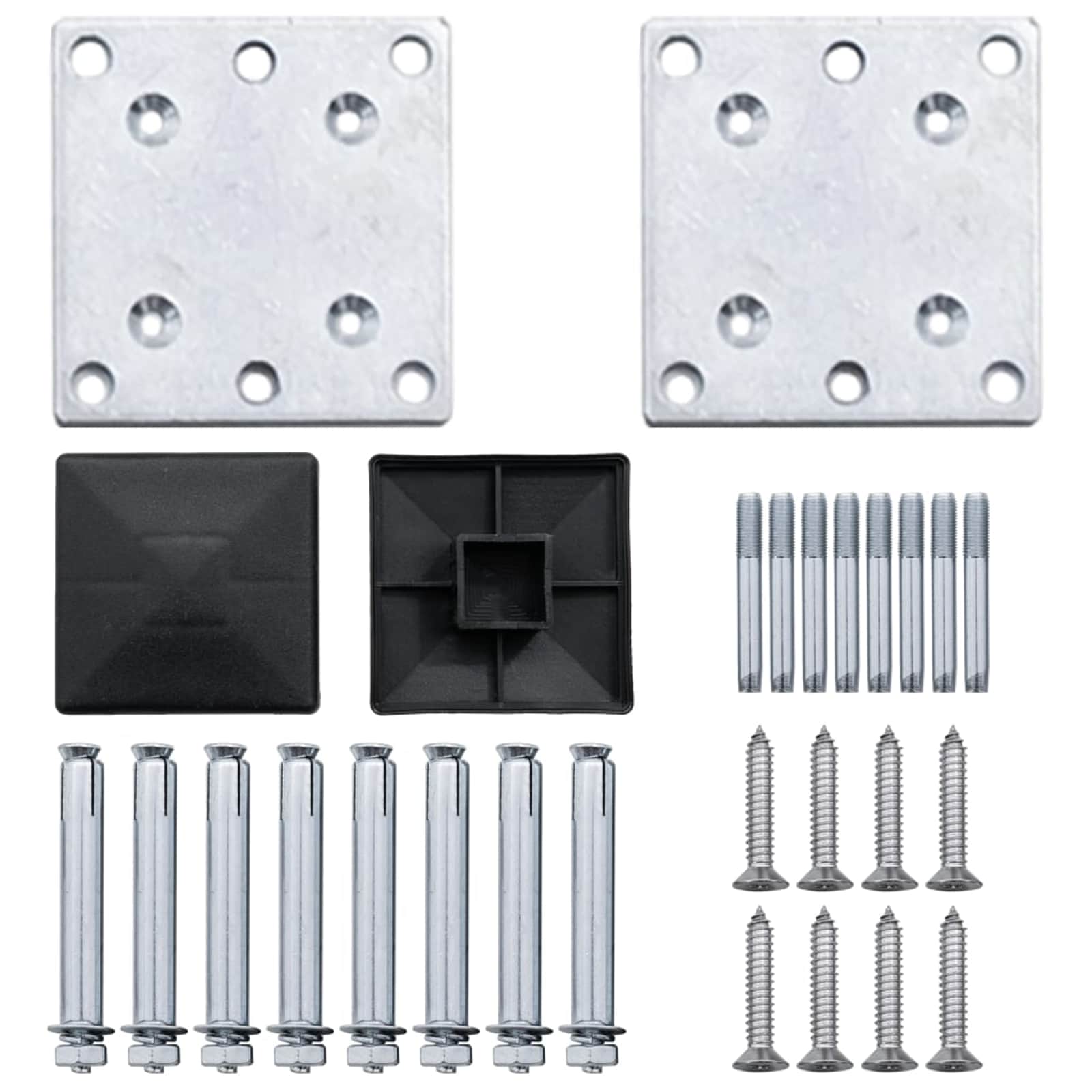Panel ograde 7 pcs WPC i aluminij Siva
