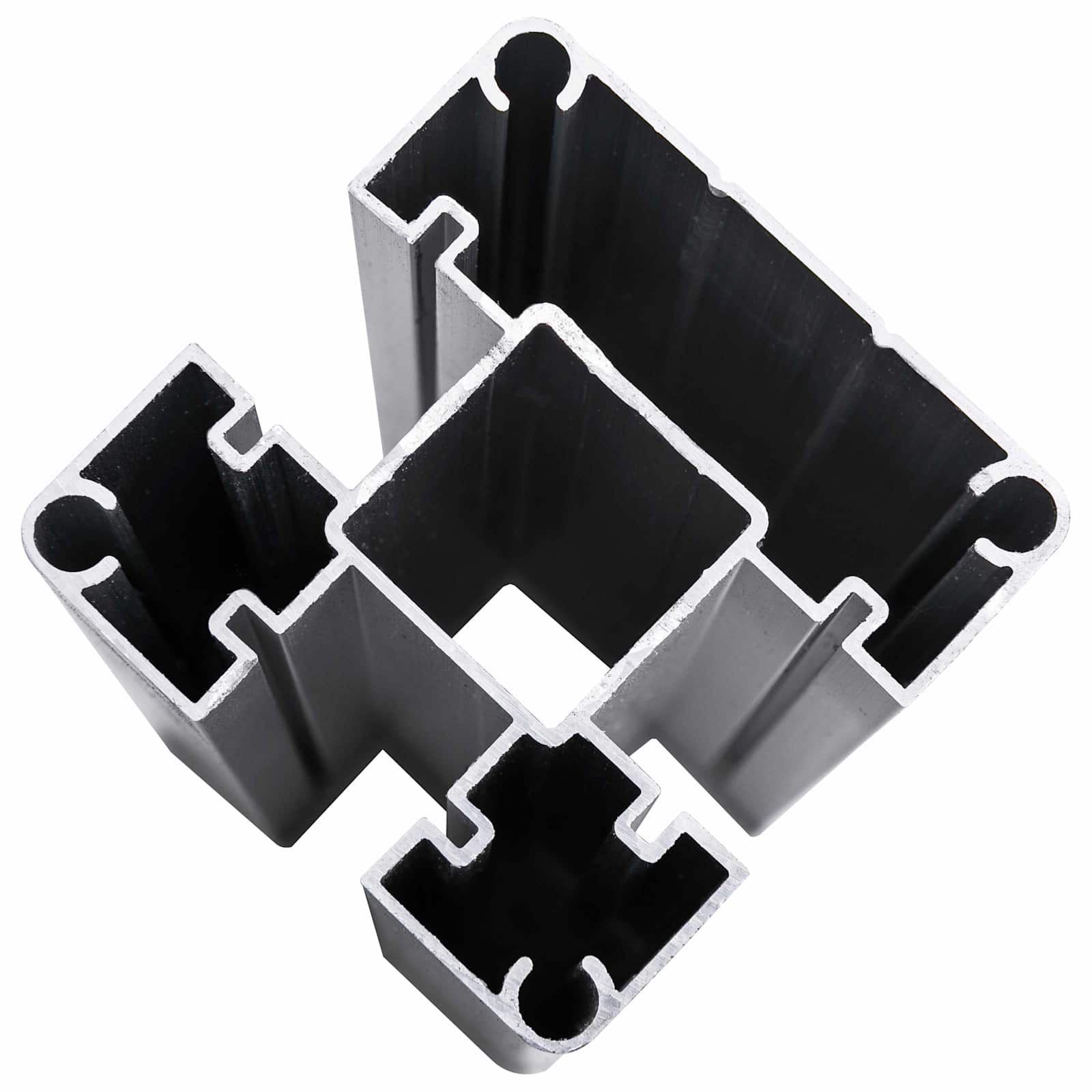 Panel ograde 3 pcs WPC i aluminij Crna