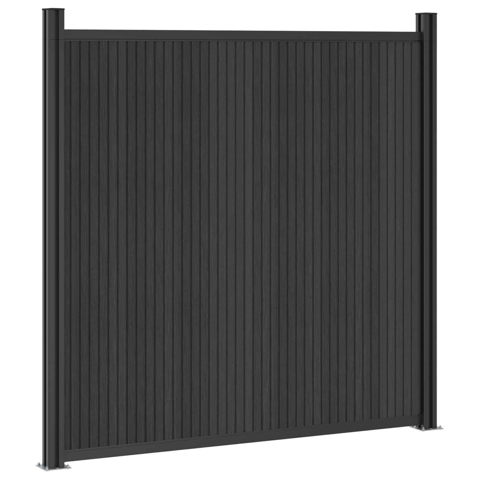 Panel ograde 4 pcs WPC i aluminij Crna