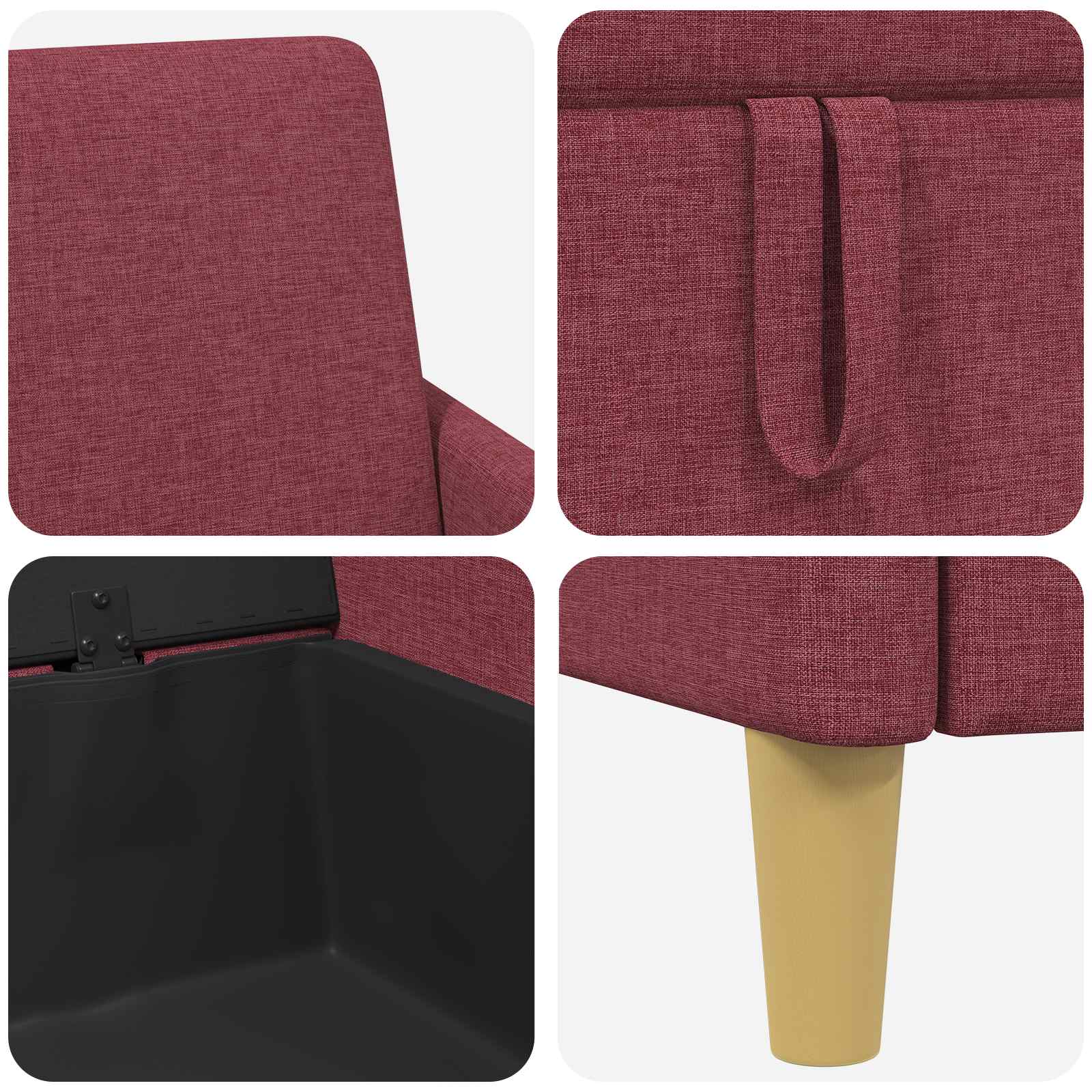 Sofa s pohranom Vinska crvena 72 x 78 x 87 cm Poliester