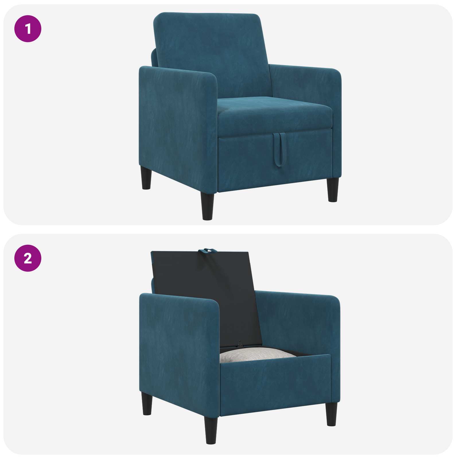 Sofa s pohranom Plava 72 x 78 x 87 cm Poliester