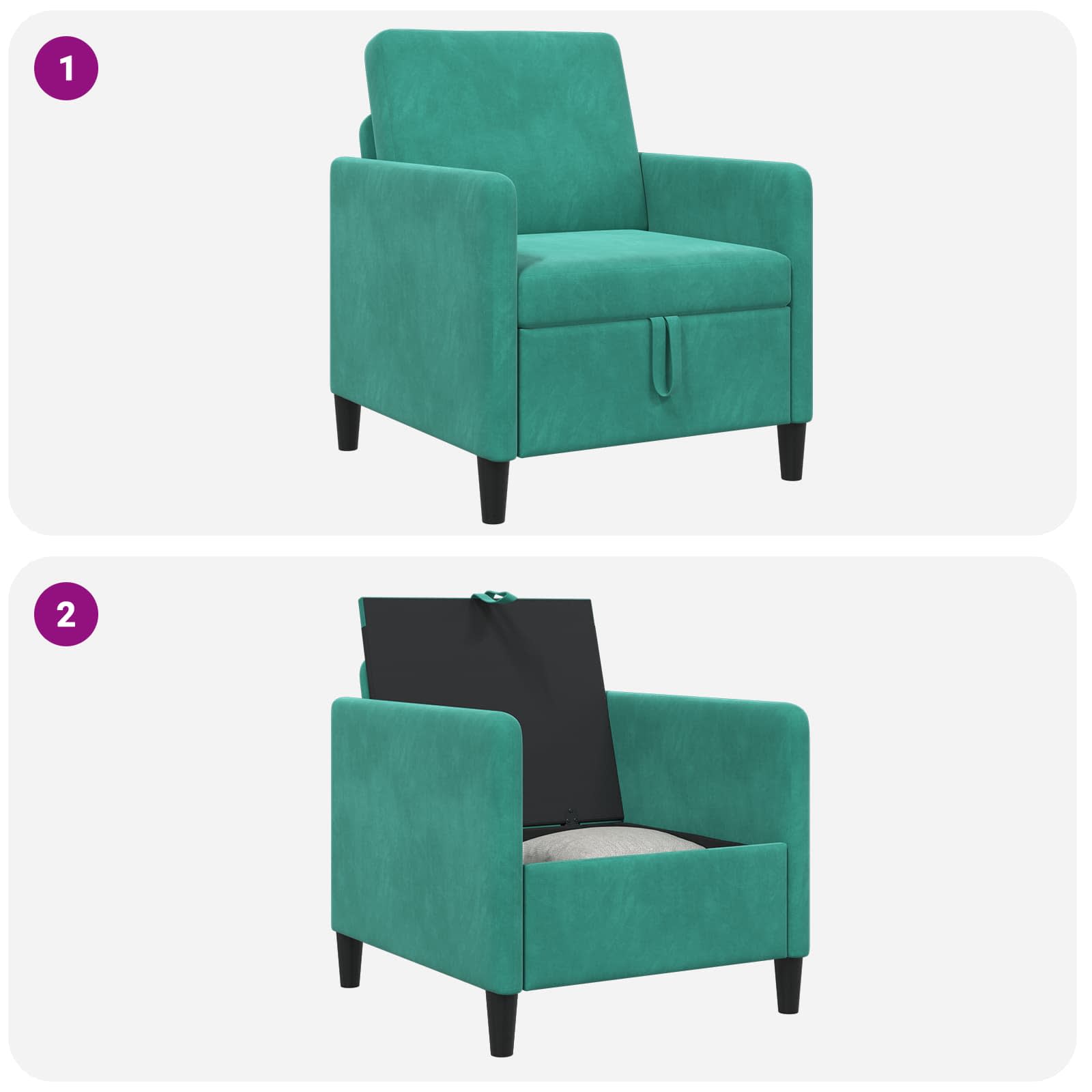 Sofa s pohranom Tirkizna 72 x 78 x 87 cm Poliester