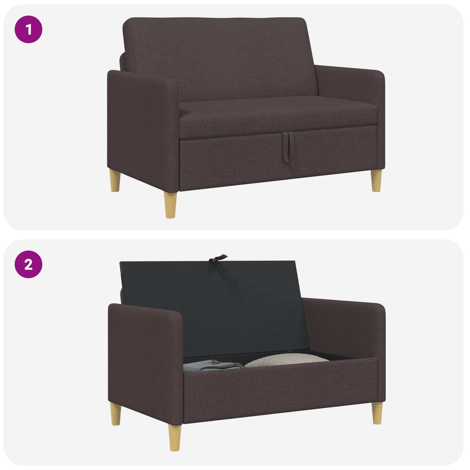Sofa s pohranom Tamno smeđa 122 x 78 x 87 cm Poliester