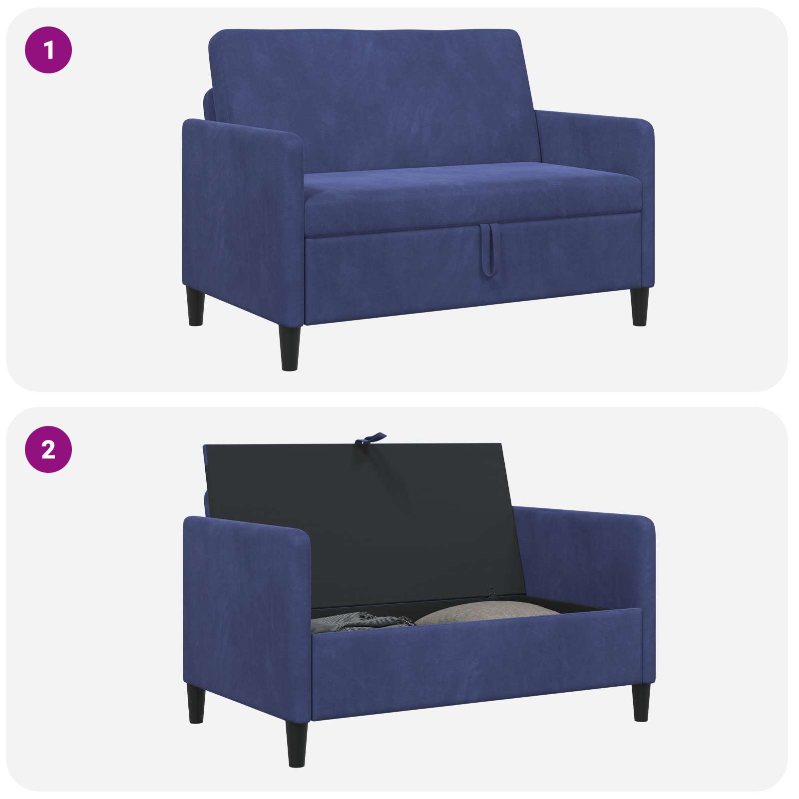 Sofa s pohranom Policijska plava 122 x 78 x 87 cm Poliester