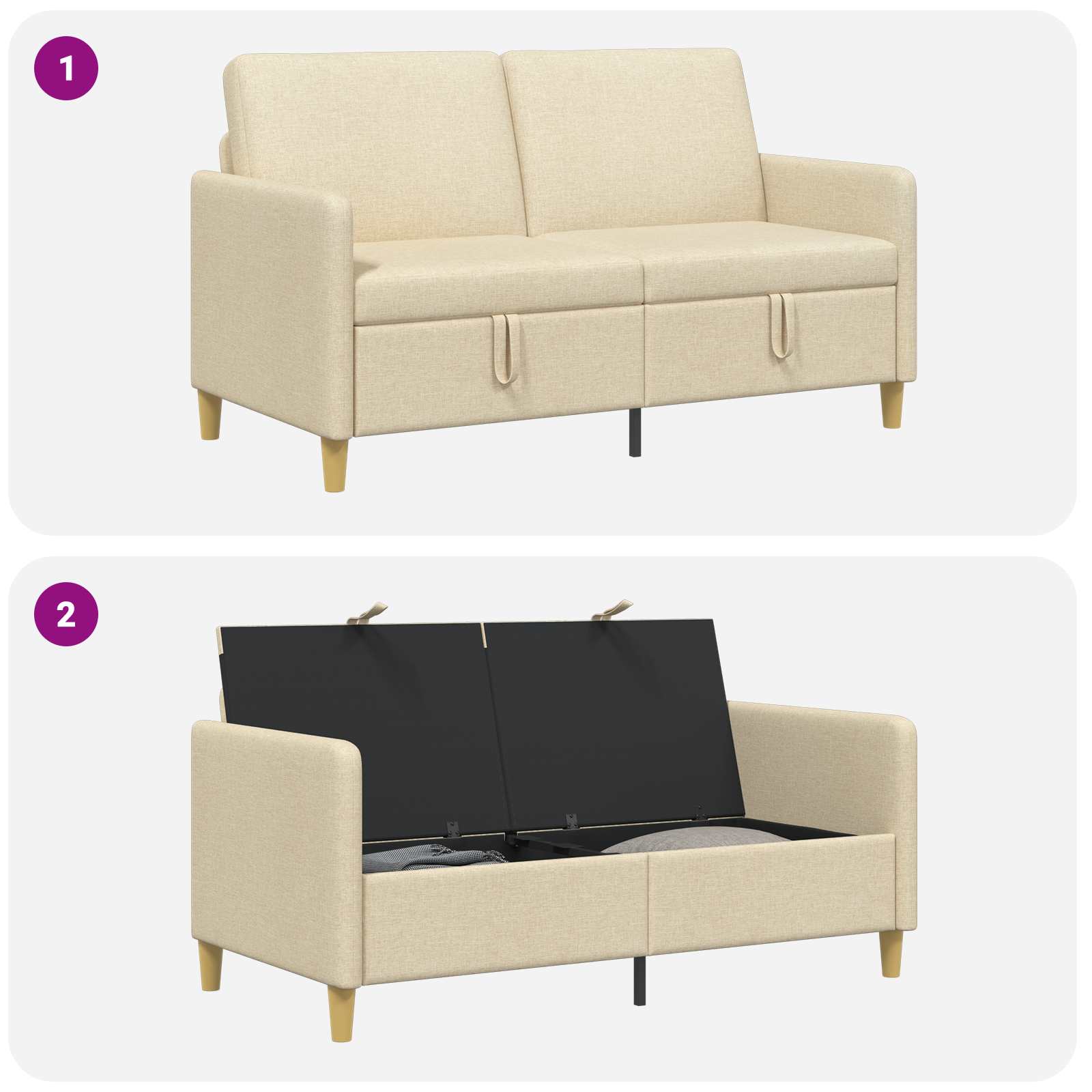Sofa s pohranom Krem 152 x 78 x 87 cm Poliester