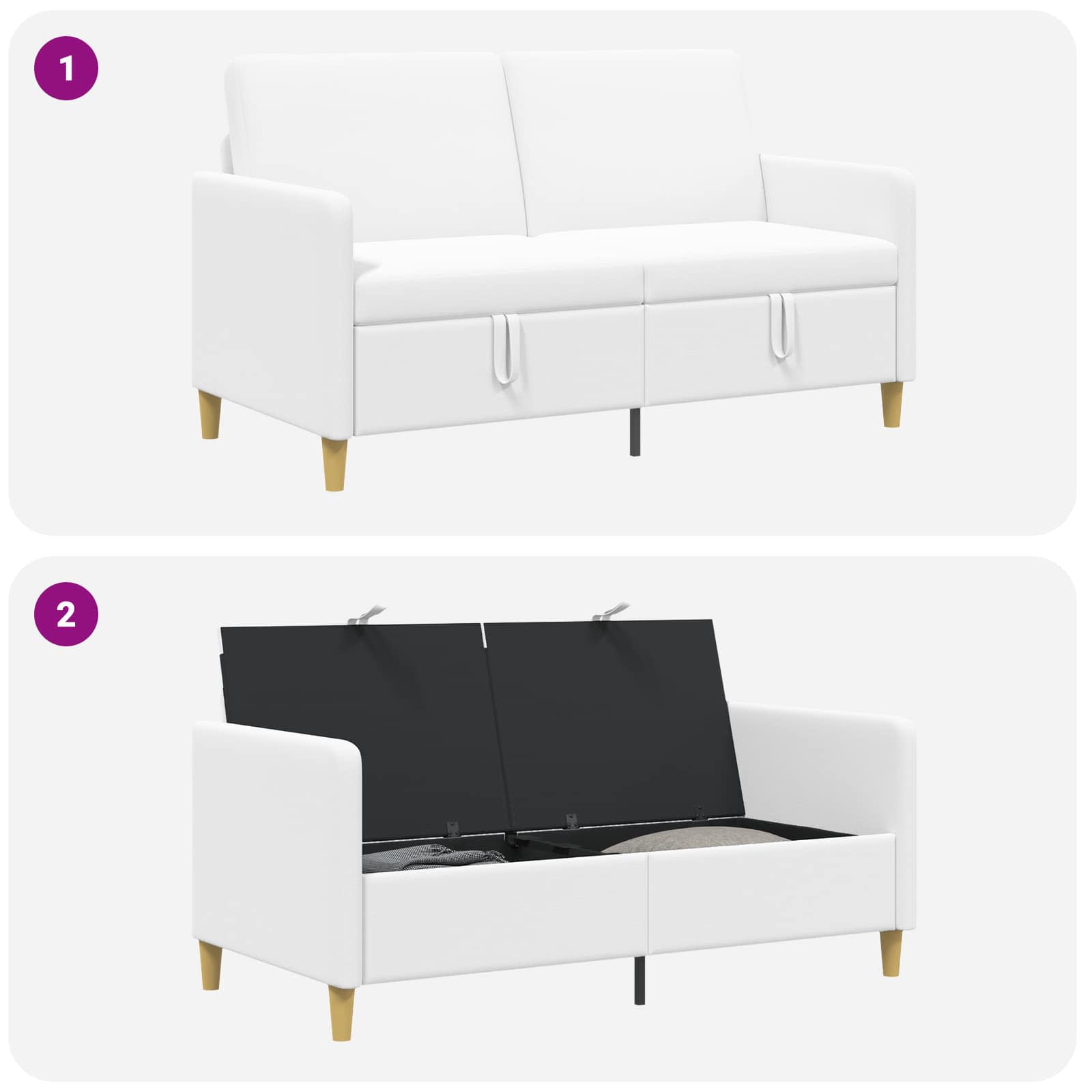 Sofa s pohranom Bijela 152 x 78 x 87 cm Poliester
