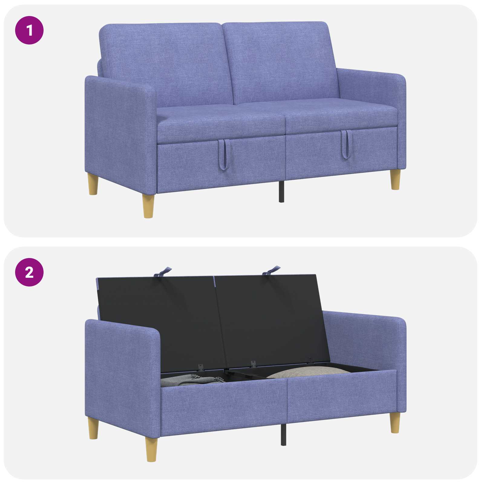 Sofa s pohranom Traper plava 152 x 78 x 87 cm Poliester