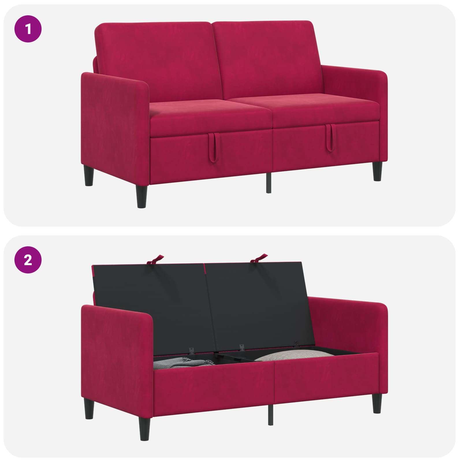 Sofa s pohranom Vinska crvena 152 x 78 x 87 cm Poliester