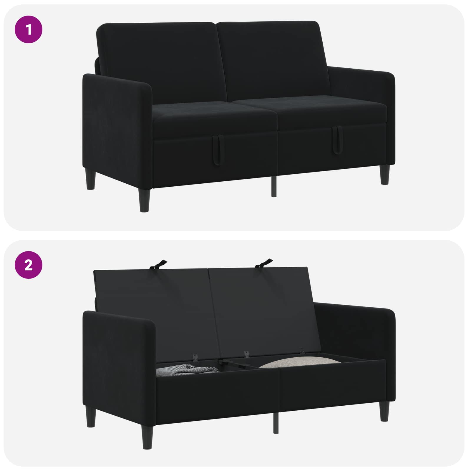 Sofa s pohranom Crna 152 x 78 x 87 cm Poliester