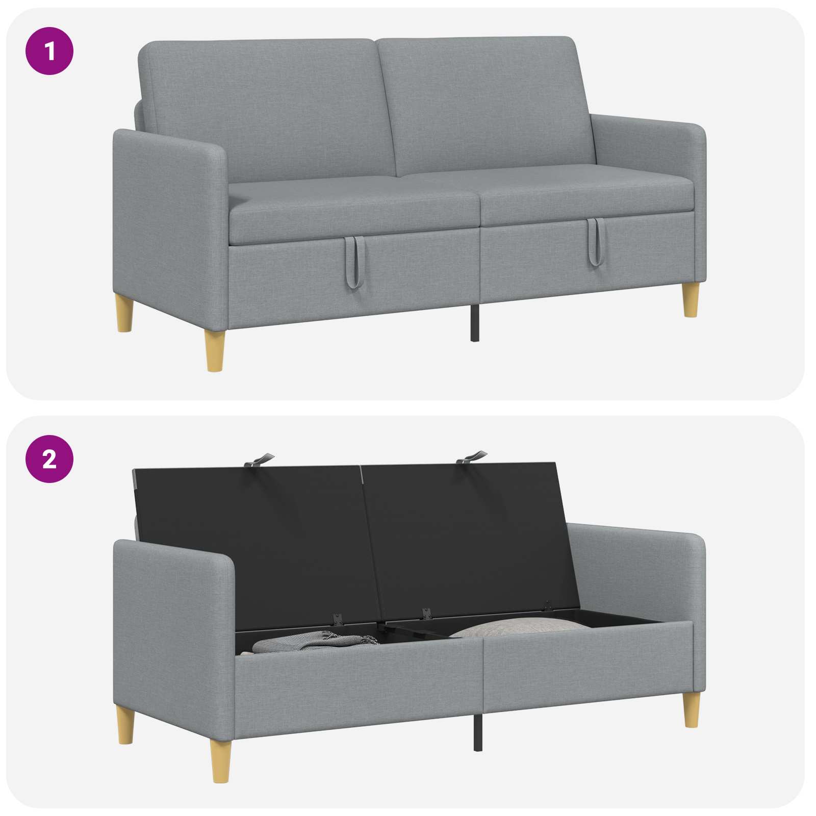 Sofa s pohranom Svjetlosiva 172 x 78 x 87 cm Poliester