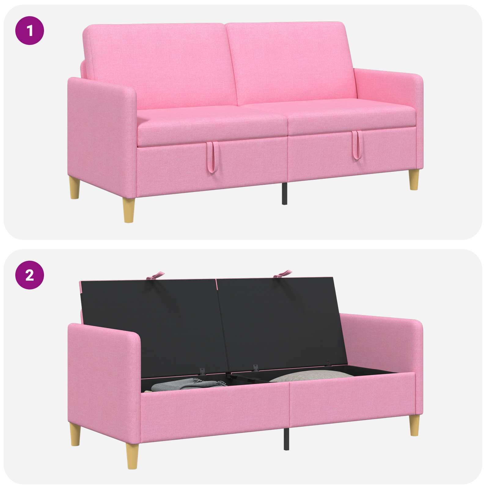 Sofa s pohranom Ružičasta 172 x 78 x 87 cm Poliester